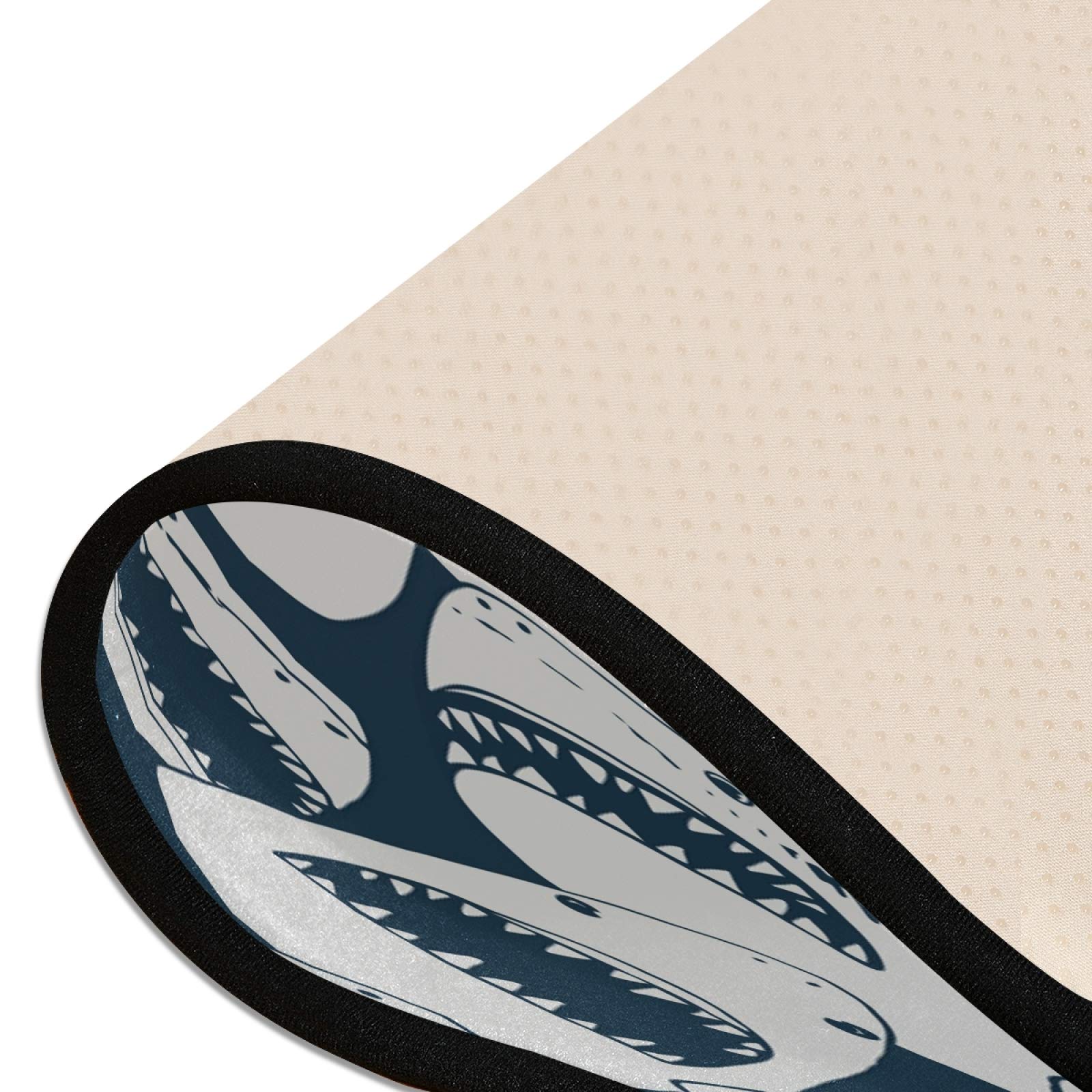 Non-Slip 2'x6' Shark Pattern Area Rug - Ocean Sea Animal Themed Runner Carpet for Hallway, Living Room, Bedroom, Bathroom & Entryway - Perfect for Coastal Home Decor & Kids Room Design