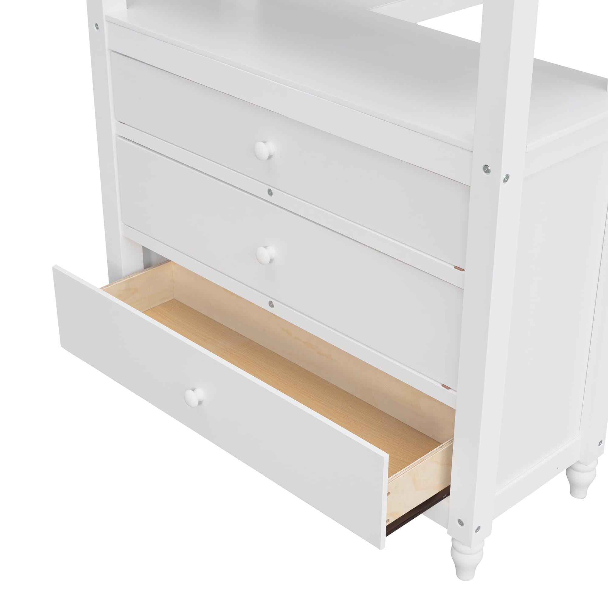 White Twin Loft Bed with Desk & Drawers for Kids, Teens & Adults - Space-Saving Bedroom Solution