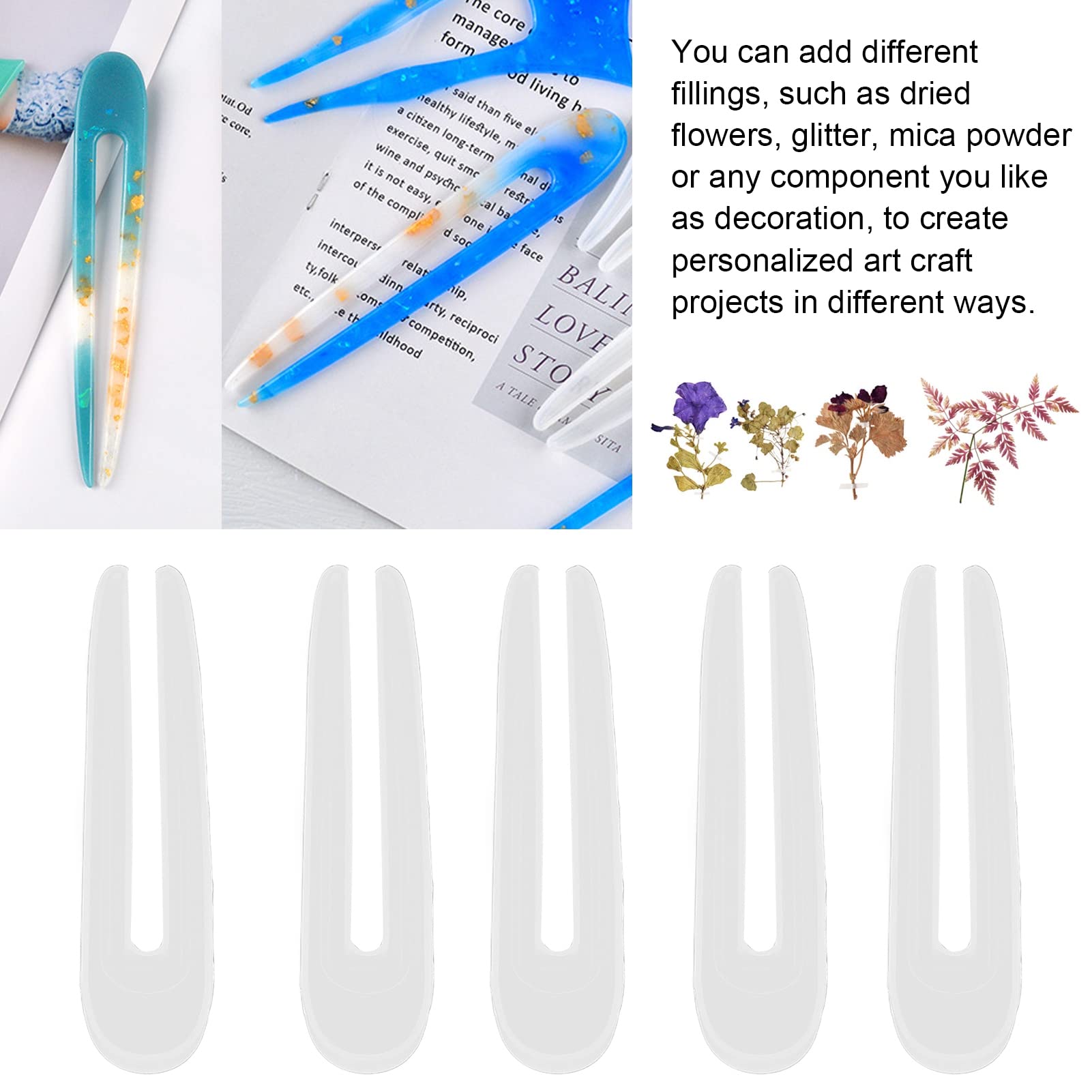 5Pcs Silicone Hairpin DIY Kit - Easy Demoulding Elastic Retro Hair Clips for Household Crafts, DIY Hair Accessories & Creative Projects | Perfect for Hair Styling, Gift Making & Crafting