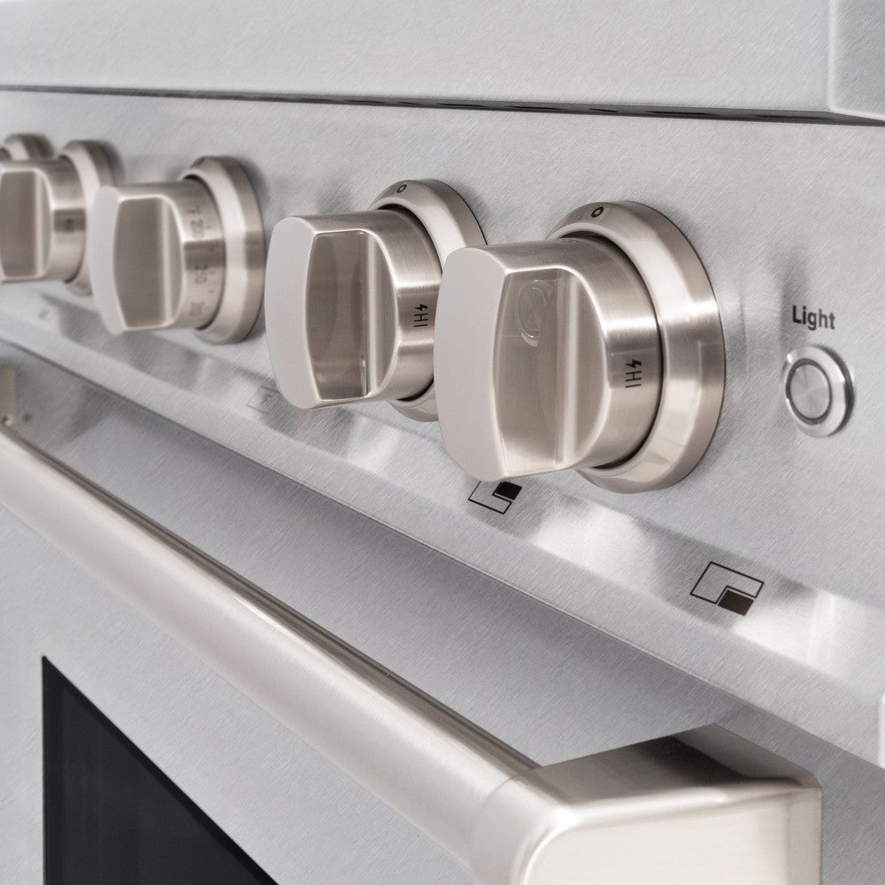 ZLINE 30-inch 4.2 cu. ft. Dual Fuel Range with 4 Burner Gas Cooktop & Electric Convection Oven - Satin Stainless Steel (CDRS 30) | Professional Kitchen Appliance for Home Chefs & Cooking Enthusiasts