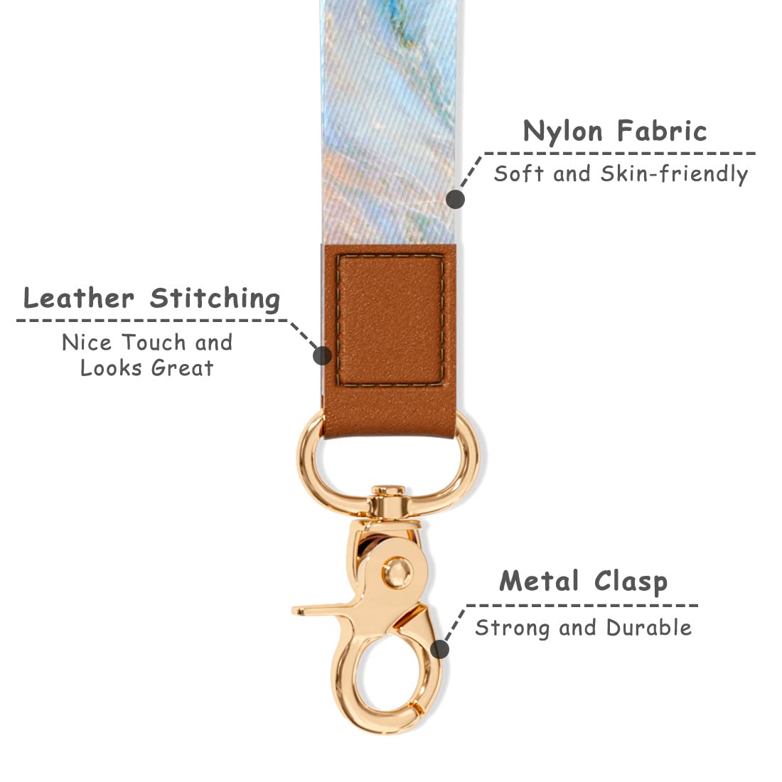 Stylish Wrist Lanyard Keychain for Women & Men - Secure Holder for Car Keys, ID Badges, Cards, Wallet & Phone - Perfect for Work, Travel & Outdoor Activities