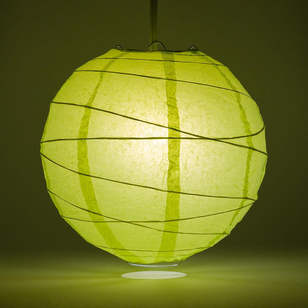 24 Pack Light Lime Green Round Paper Lanterns with Crisscross Ribbing - Chinese Style Hanging Decor for Wedding, Party & Home Celebration - Perfect for Indoor/Outdoor Events & Asian-Themed Decorations