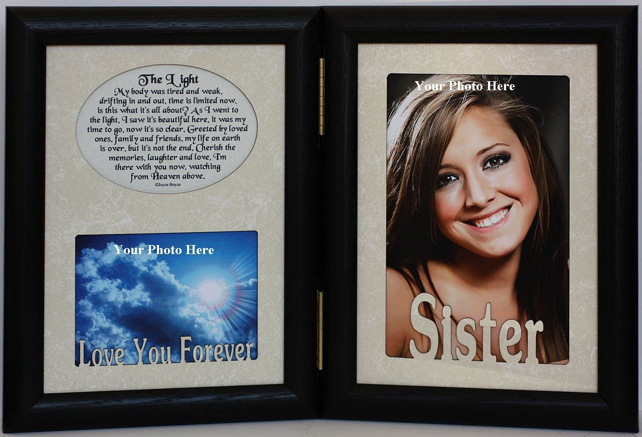 5x7 Personalized Sister Memorial Poem Picture Frame - Double Hinged Keepsake for Bereavement, Condolence & Sympathy - Funeral Tribute Photo Frame in Black | Perfect for Funerals, Memorials & Honoring Loved Ones