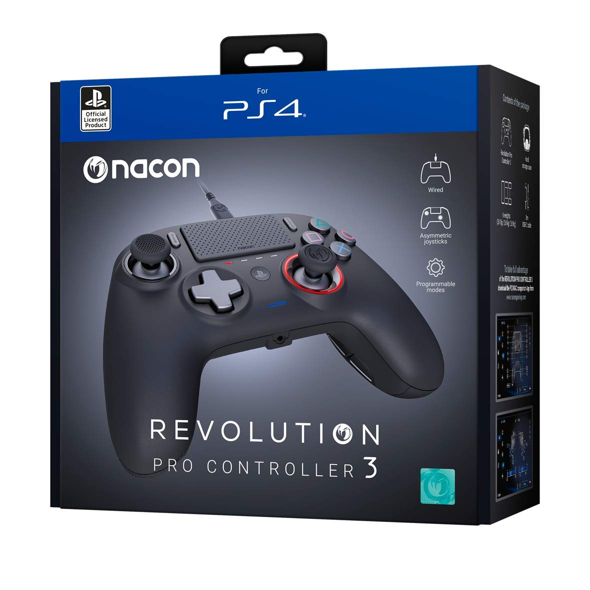 Nacon Revolution Pro 3 Official PS4 Controller - Wireless Gaming Pad with Customizable Buttons for Competitive Play | Perfect for PS4 Gaming, eSports & Streaming