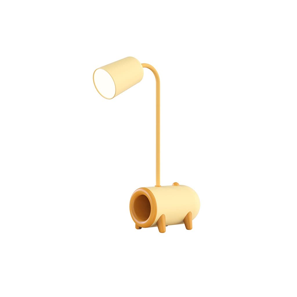 MEING Eye Protection LED Desk Lamp with USB Charging Port, Touch Control Table Lamp for Kids Study & Reading - Yellow | Home Office, Dorm Room, Nightstand Lighting