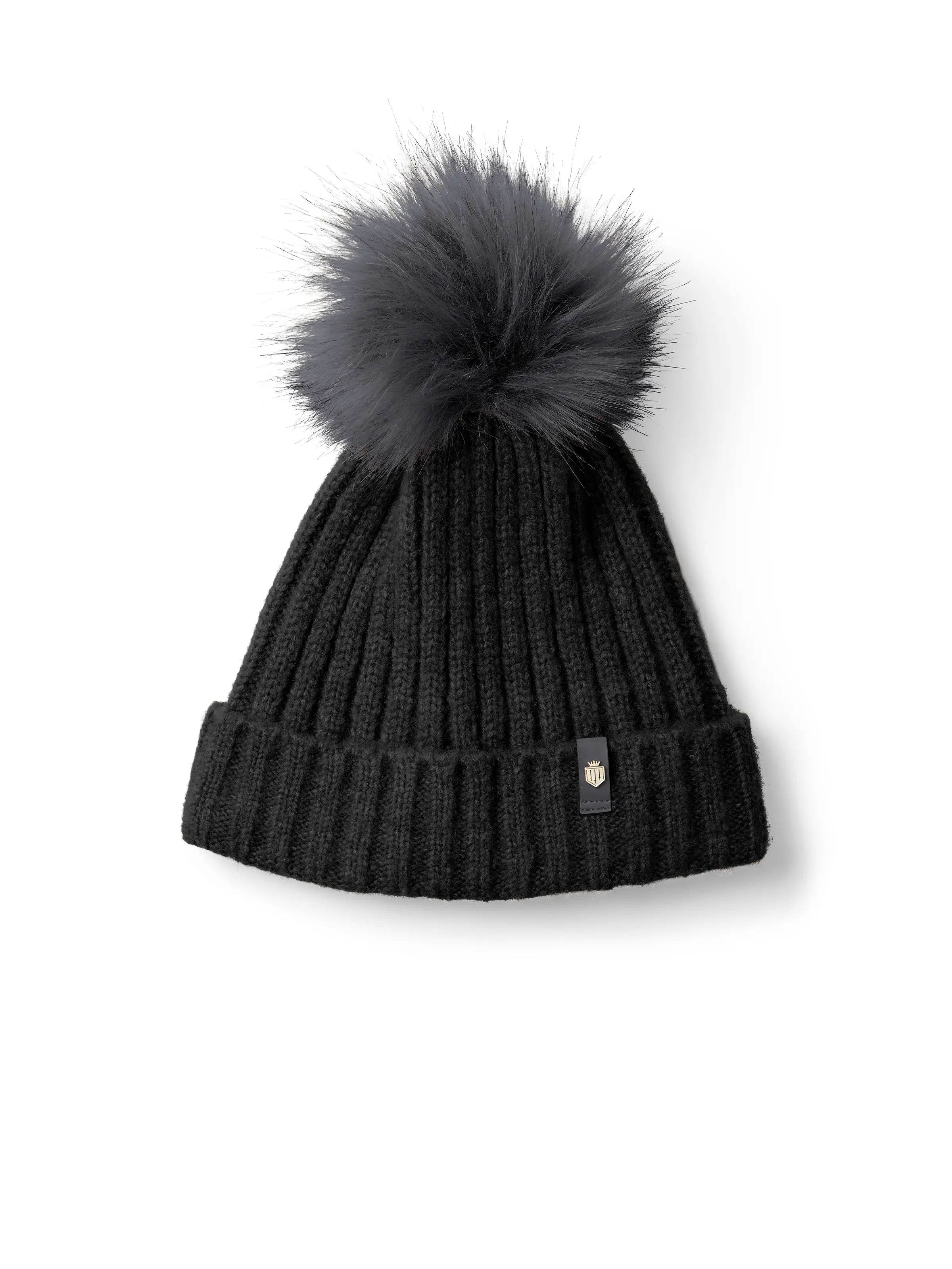 Signature Knitted Bobble Hat for Women & Men - Soft Winter Beanie in Black & Grey - Cozy Cold Weather Accessory for Outdoor Activities & Casual Wear