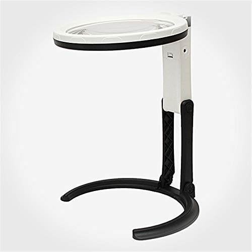 WWFF 12 LED Folding Desk Lamp with Magnifier - 1.8X & 5X Magnification, USB Charger - Perfect for Reading, Crafts, and Detailed Work at Home or Office