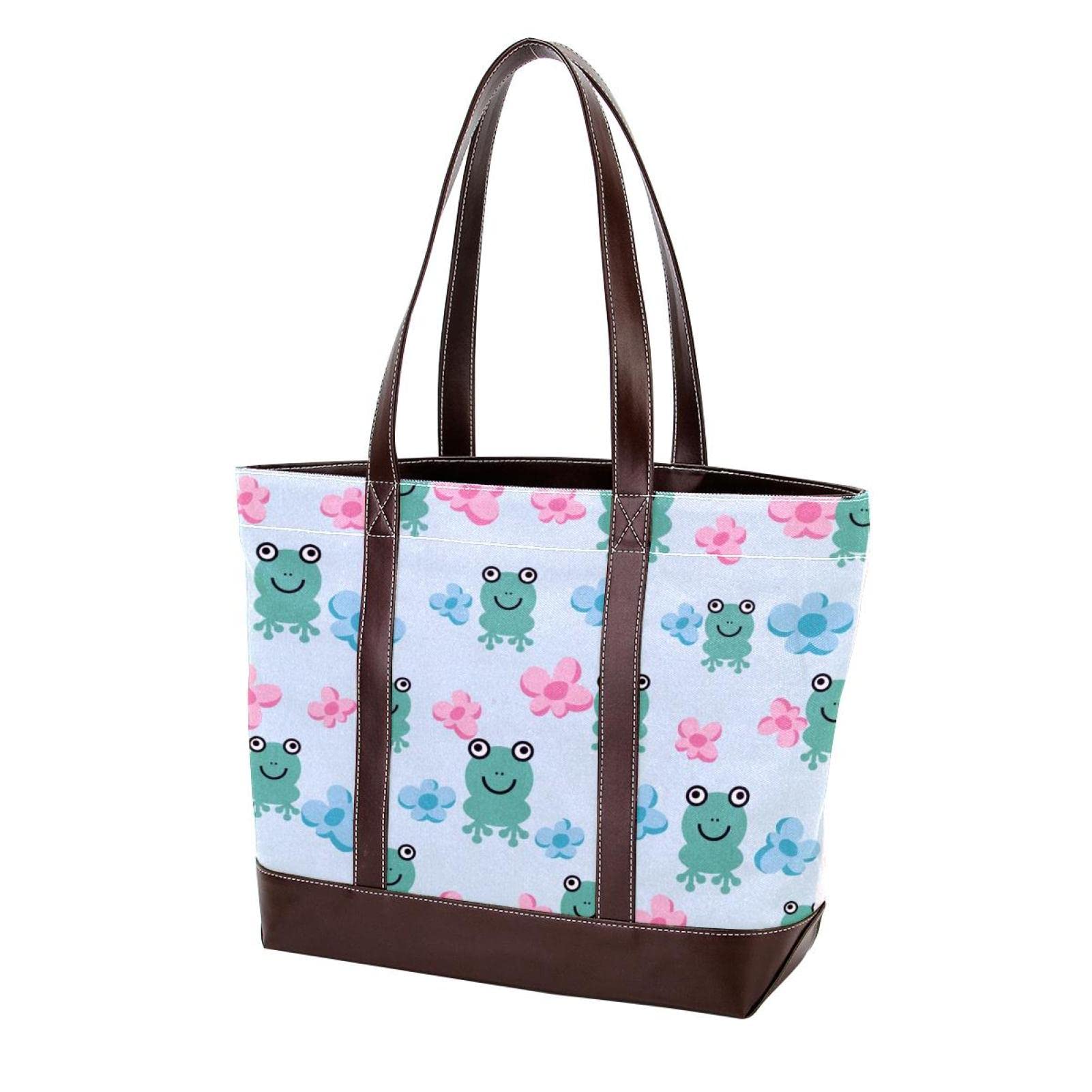 Stylish Pink Flamingo Print Large Tote Bag for Women - Premium Leather & Canvas Shoulder Bag, Top Handle Satchel Purse - Perfect for Beach, Shopping & Everyday Use