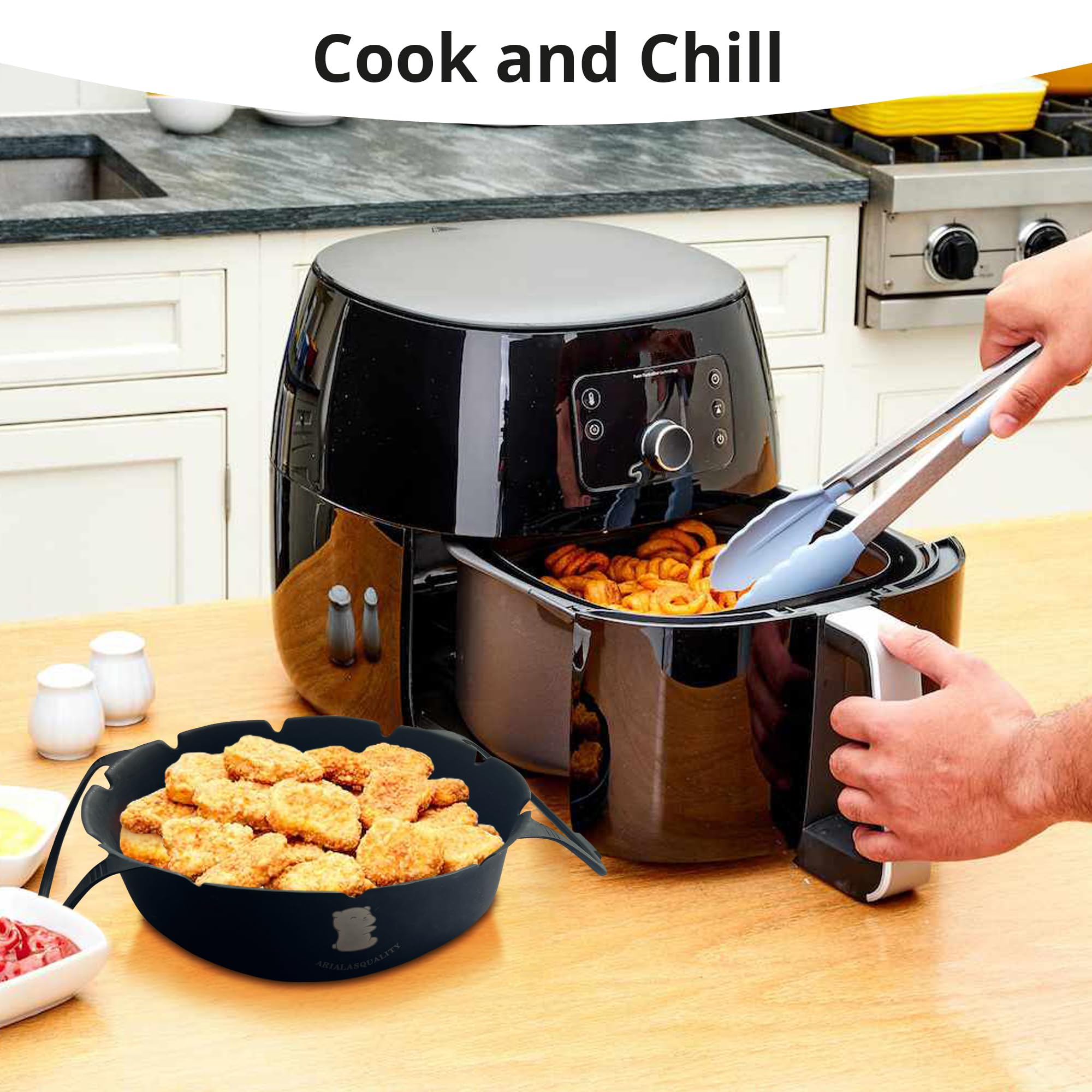 7-Piece Air Fryer Accessories Set - Non-Stick Silicone Liners, Egg Bite Mold & Reusable Basket Liner for Healthy Cooking | Perfect for Air Fryer XL, Instant Pot & Ninja Foodi | Bake, Roast & Meal Prep