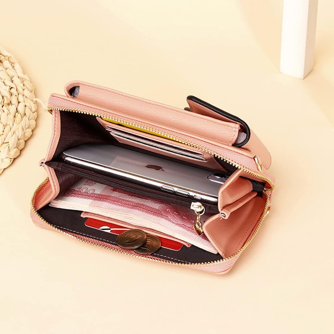 Women's Crossbody Bag with Credit Card Slots - Adjustable Shoulder Strap Phone Purse for iPhone X/Xs | Wallet, Clutch & Shoulder Bag | Perfect Gift for Girls & Daily Use (Pink)