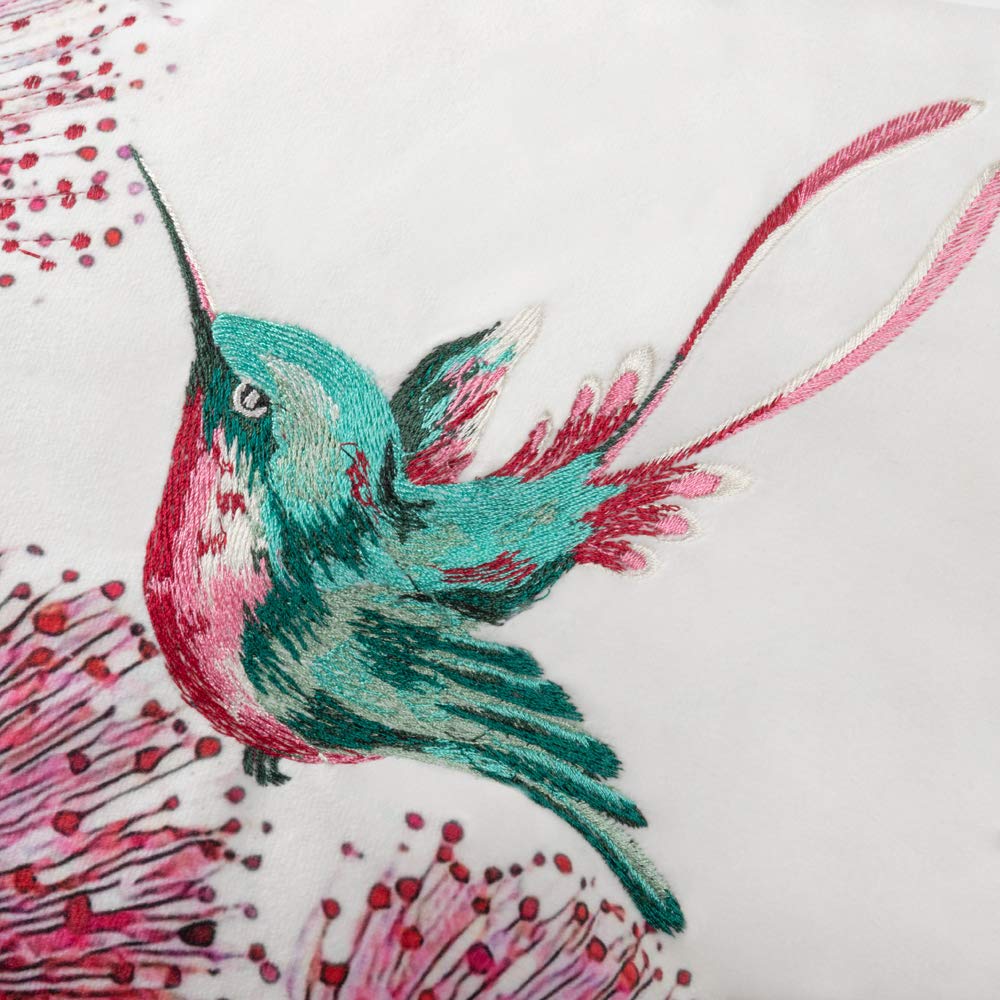 Kingfisher Embroidery Decorative Throw Pillow Covers 12x20 Inch - Floral Bird Design for Sofa, Bed, Couch, Home Office & Car Decor - Perfect for Living Room, Bedroom & Vehicle Styling