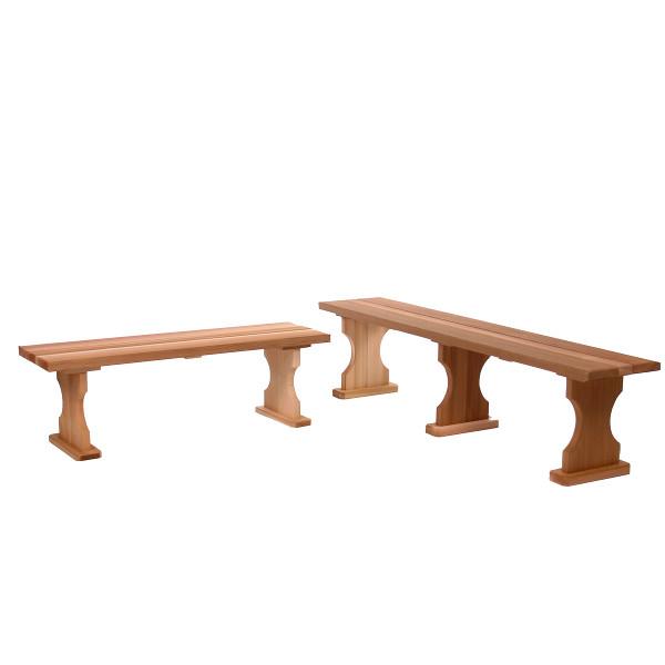 4ft & 6ft Cedar Wood Backless Garden Bench - Outdoor Patio, Porch, Lawn & Backyard Seating Furniture for Relaxing & Decor