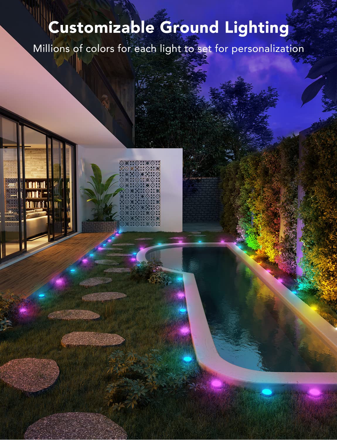 Govee 15-Pack RGBIC Outdoor Pathway Lights with Warm White - IP67 Waterproof, 36ft Low Voltage Walkway Lighting, App Control, 43 Scene Modes, Music Sync (80 LM) - Perfect for Garden, Patio, Driveway & Landscape Lighting