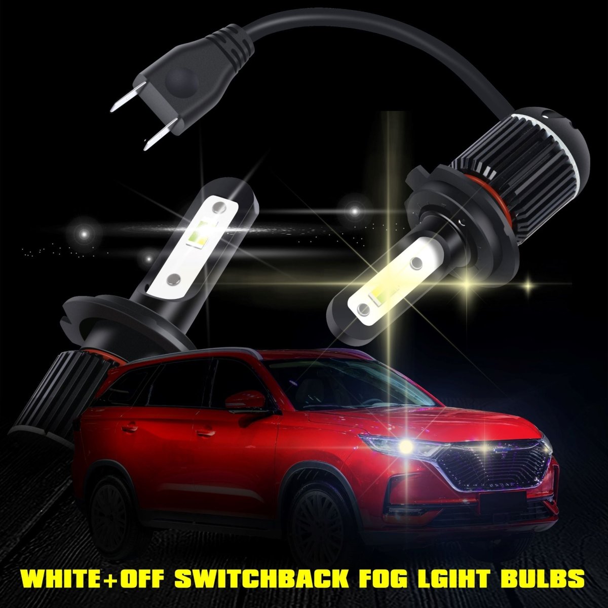 H7 LED Switchback Fog Lights & DRL Bulbs - 6000K White/3000K Yellow - Compatible with Cars, Trucks, SUVs - Perfect for Daytime Running Lights & Foggy Conditions