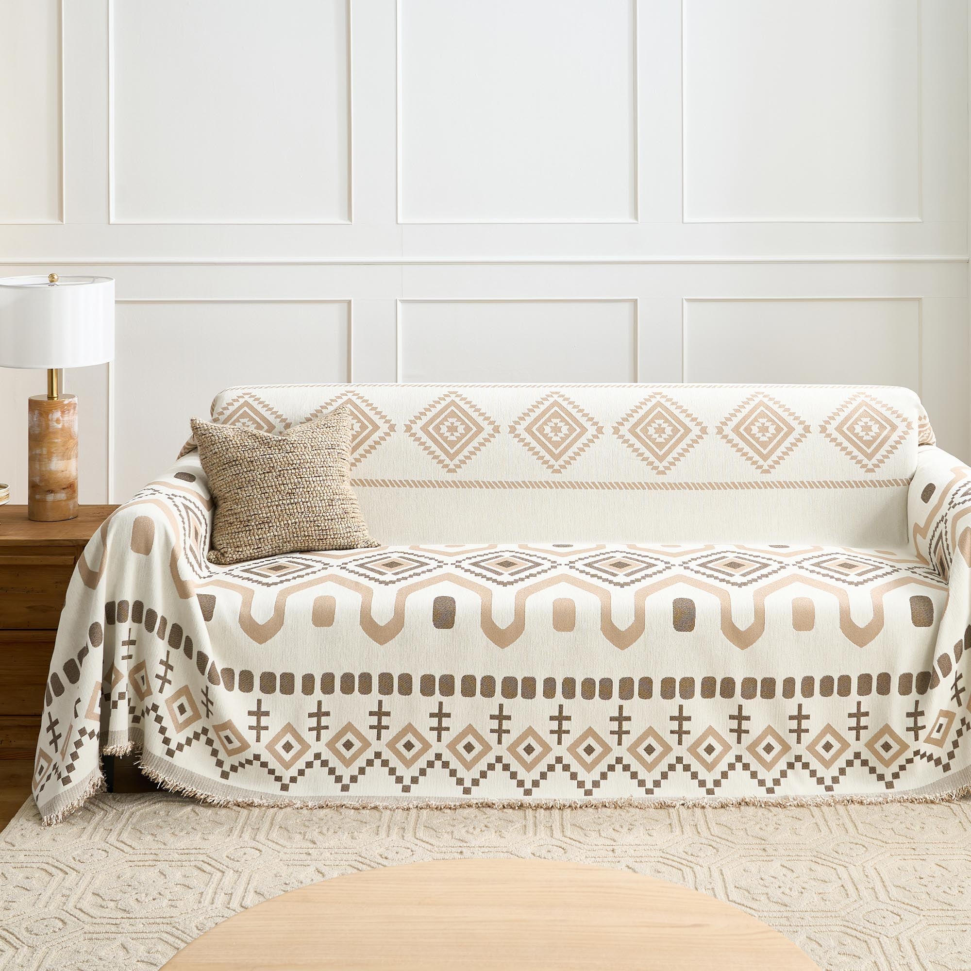 Stylish Geometric Boho Sofa Cover - Modern & Trendy Furniture Protector for Living Room, Bedroom, or Dorm Decor - Final Sale
