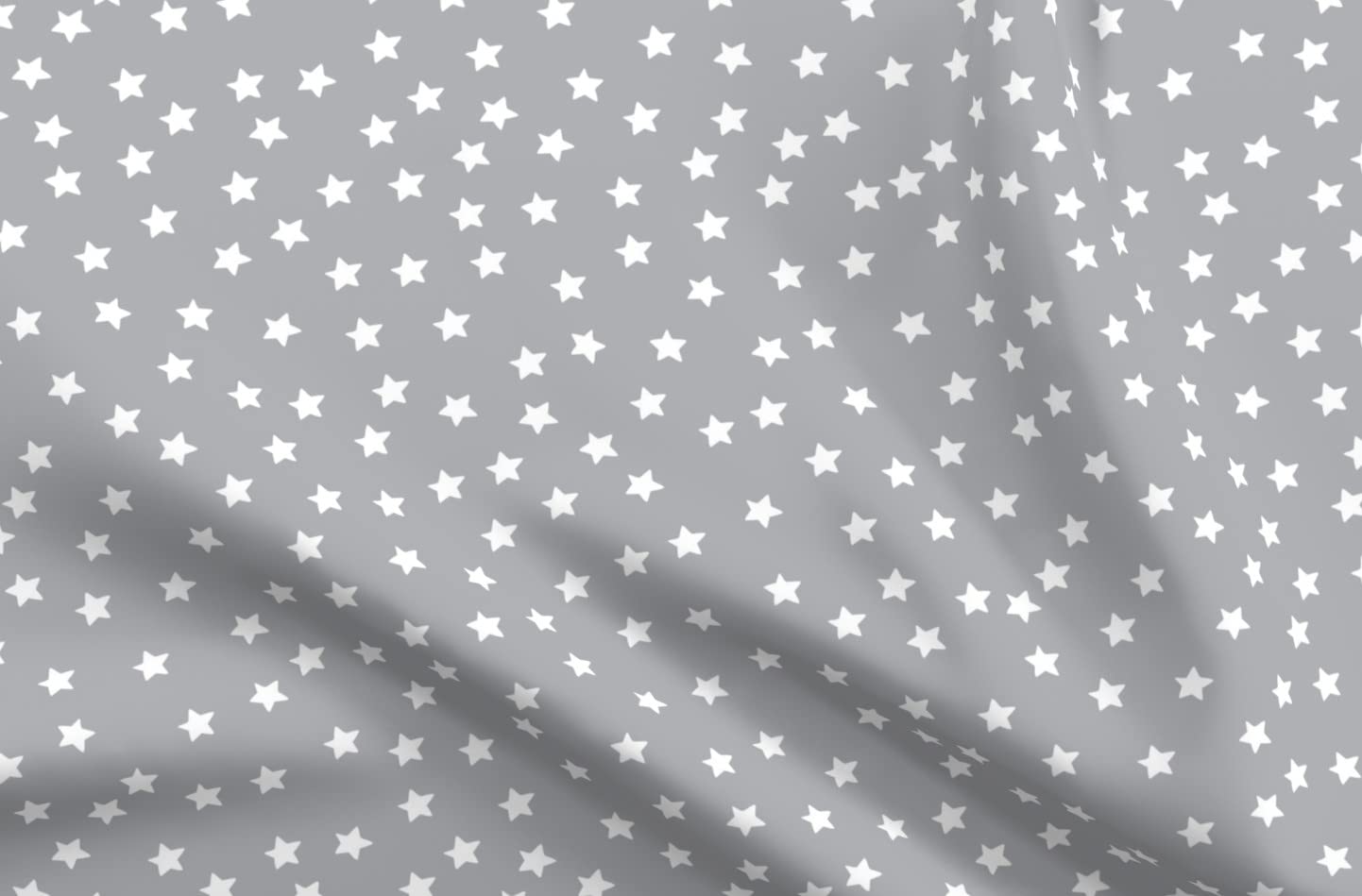 Premium Spoonflower Fabric - White Stars on Gray Chiffon by The Yard | Unisex Nursery Print for Sewing Dresses, Fashion Apparel & Home Decor | Perfect for DIY Baby Clothes, Curtains & Craft Projects