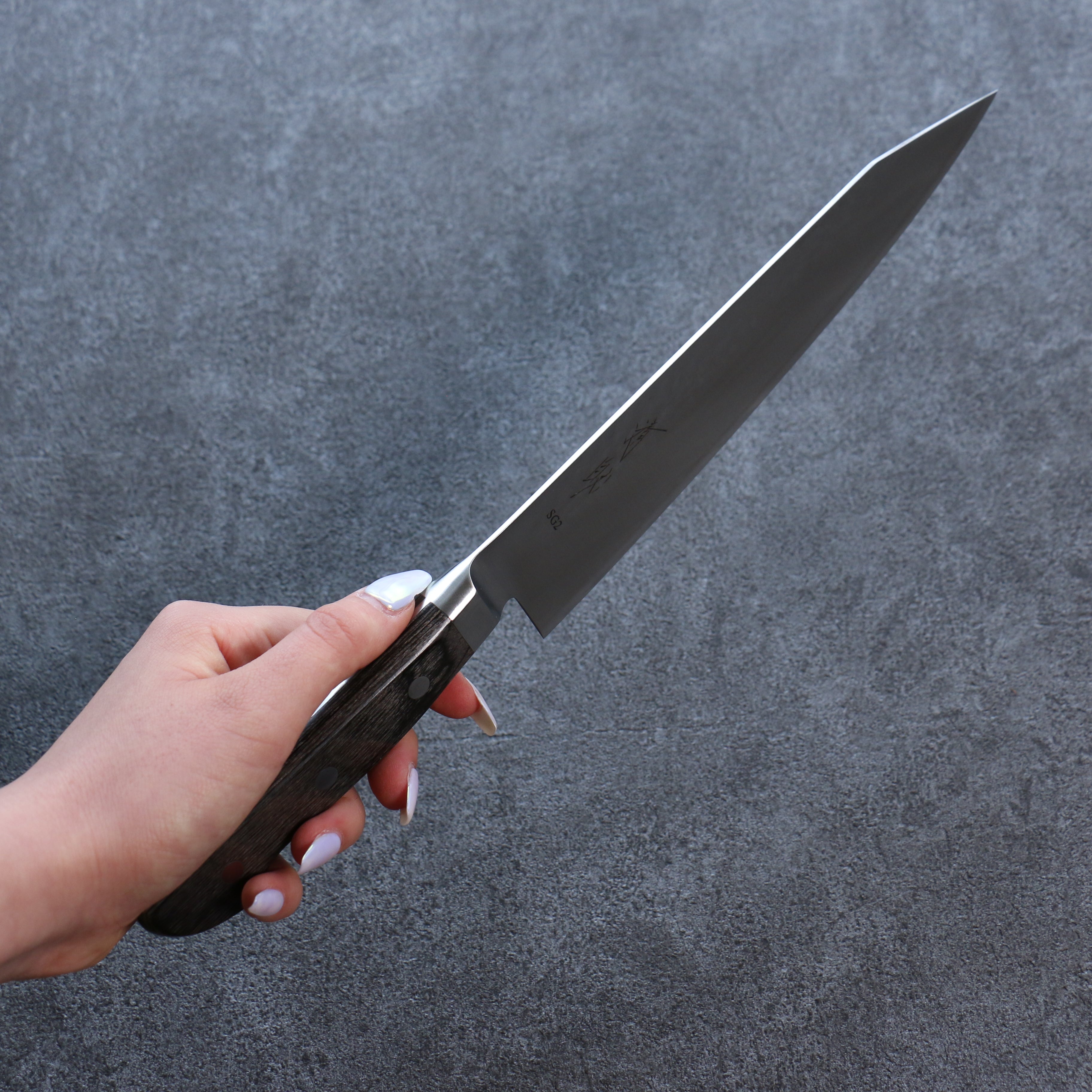 Premium Seisuke SG2 Hammered Gyuto 210mm Japanese Chef Knife - Gray Pakka Wood Handle - High Carbon Stainless Steel Blade for Professional Chefs & Home Cooking