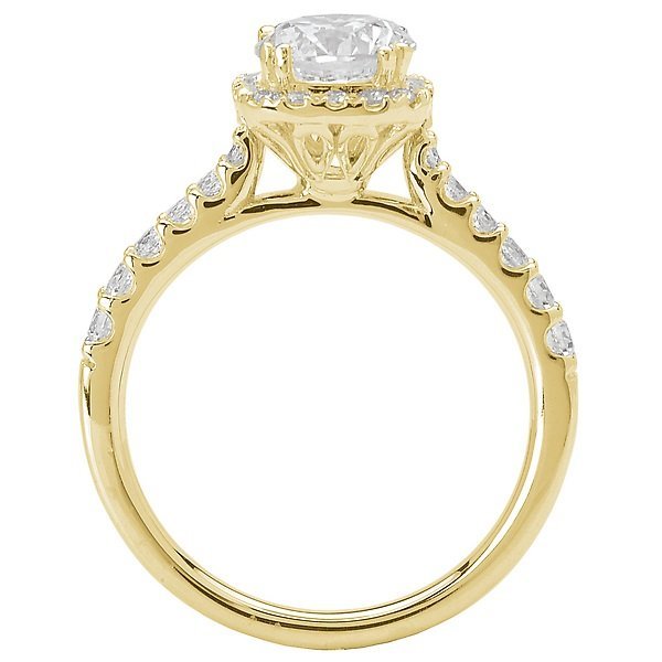 14KT 1/3 CTW Diamond Cushion Halo Engagement Ring Setting for 1 CT Cushion/Round Center Stone - Perfect for Proposals, Weddings & Anniversary Gifts