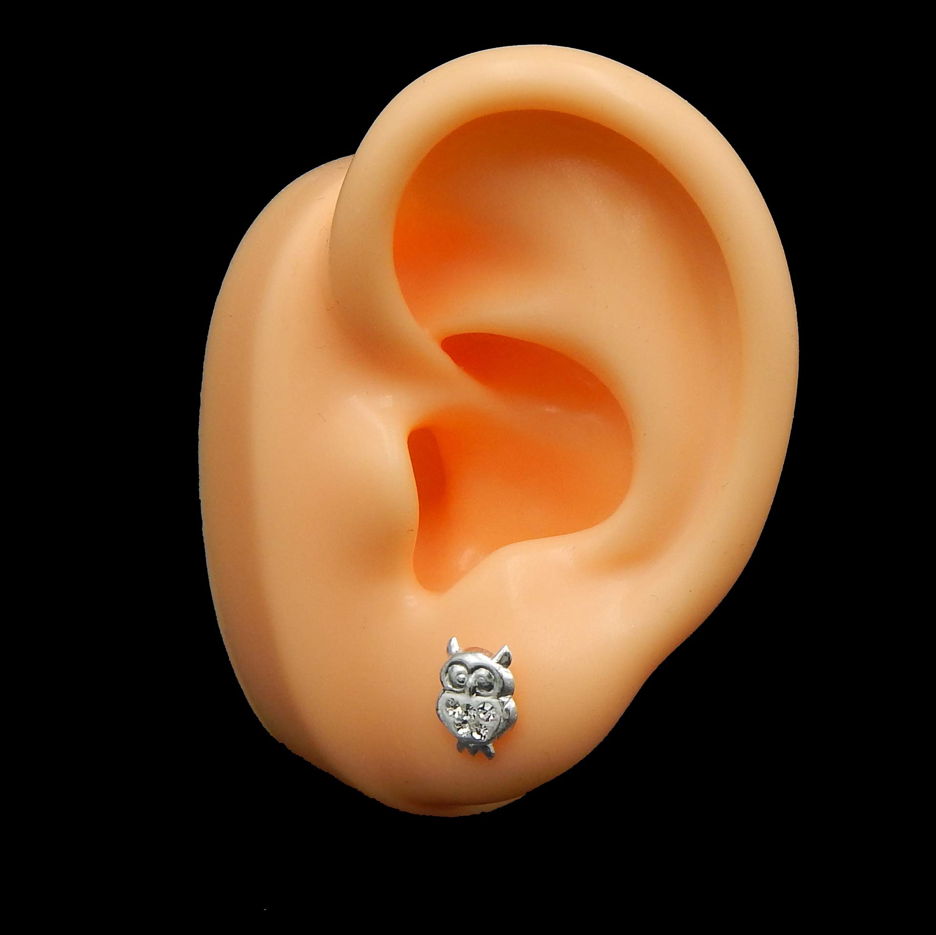 925 Silver Owl Stud Earrings with Crystals for Women - Gift & Party