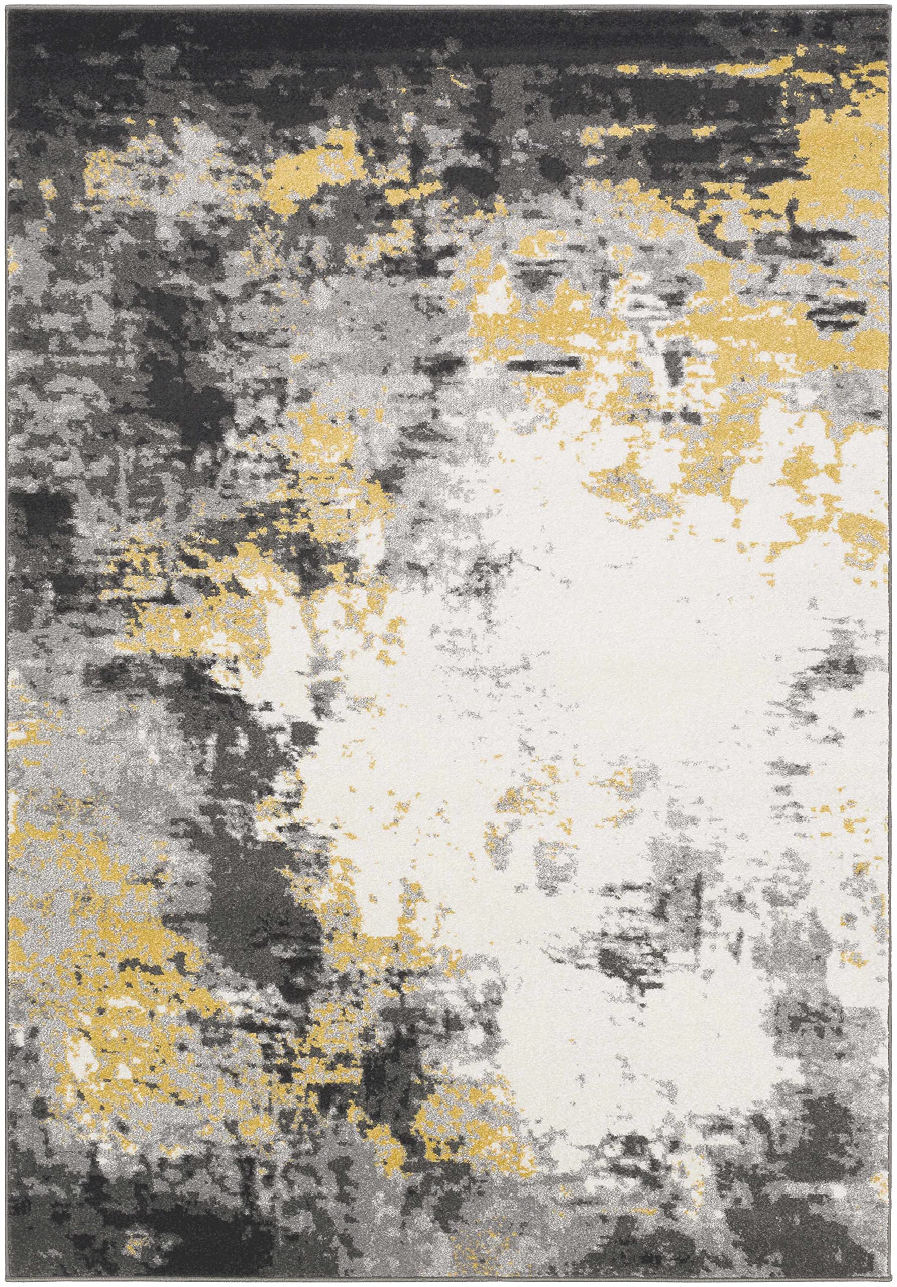 Hauteloom Modern Area Rug for Living Room & Bedroom - Soft Gray, Black, Beige - 2' x 2'11