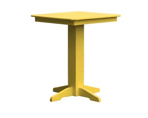A & L Furniture Square Bar Table with FREE 2 Umbrella Holes - Outdoor Patio Dining & Backyard Entertaining