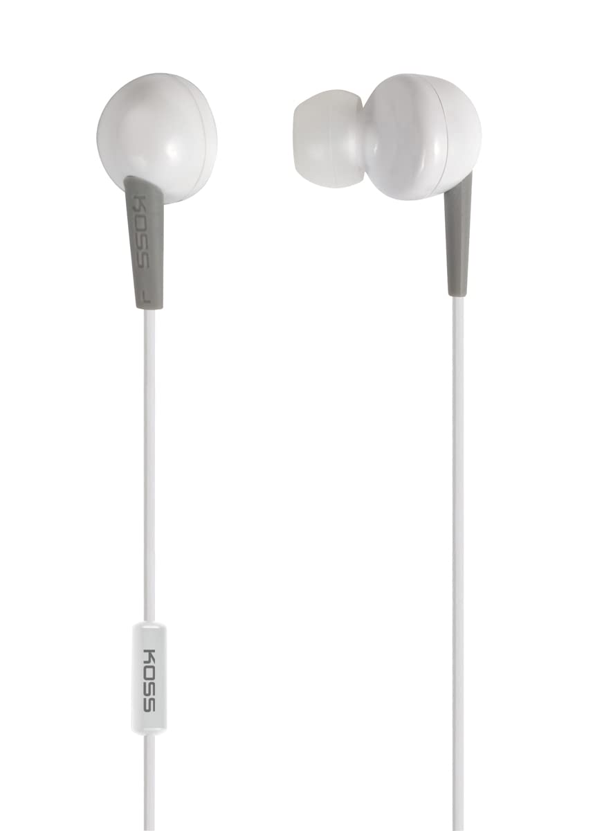 Koss 187197 Keb6i White In-Ear Headphones - Noise Isolating Earbuds for Running, Gym Workouts & Travel