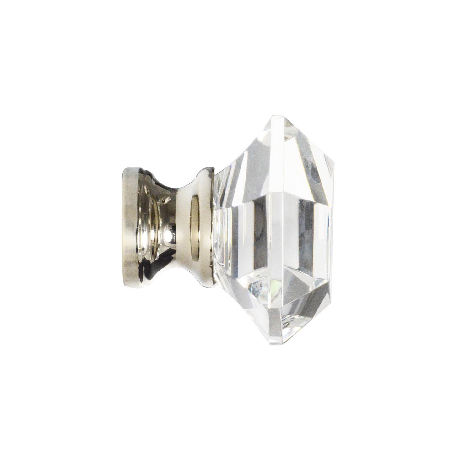 CKP Brand Elegance Glass Collection 1-1/4 Inch (32mm) Clear Glass Cabinet Knob with Polished Nickel Base - 10 Pack for Kitchen Cabinets, Dressers & Furniture Hardware