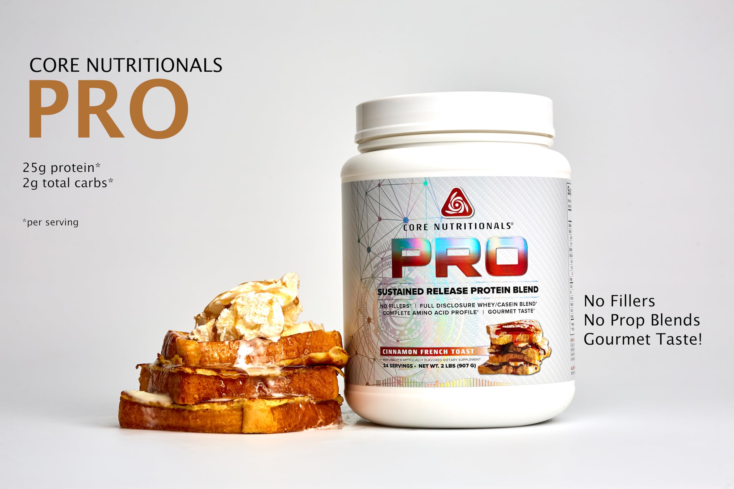 Core Nutritionals Pro Sustained Release Protein Powder - 25G Protein, 2G Carb, Digestive Enzyme Blend, Peanut Butter & Jelly Flavor (27 Servings) - Post Workout Recovery & Meal Replacement for Athletes & Fitness Enthusiasts