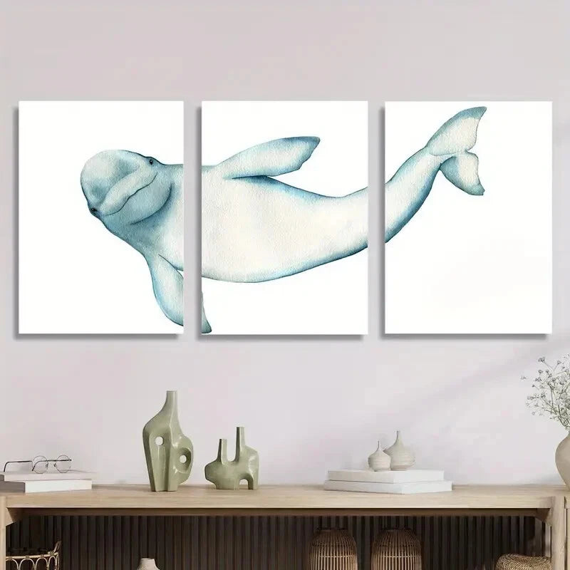 3-Piece Whale Wall Art Set - Modern Marine Life Canvas Framed 40x60cm - High Quality Print - 100% Australian Made - Ready to Hang - Perfect for Living Room, Bedroom & Office Decor