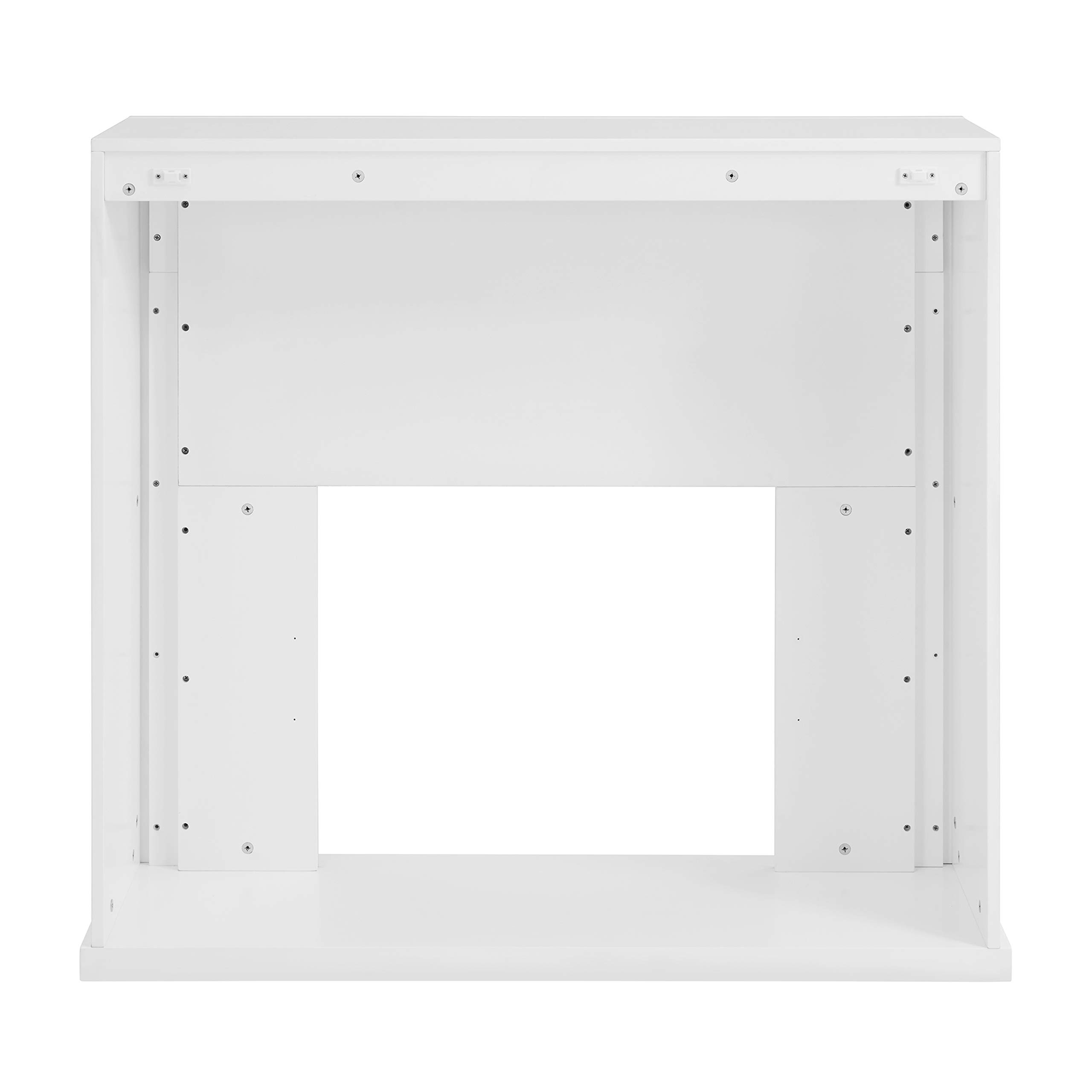 SEI Furniture Stadderly Modern Mirrored Electric Fireplace - 50 Inch White Silver Finish - Energy Efficient Indoor Heater for Living Room, Bedroom & Office Decor