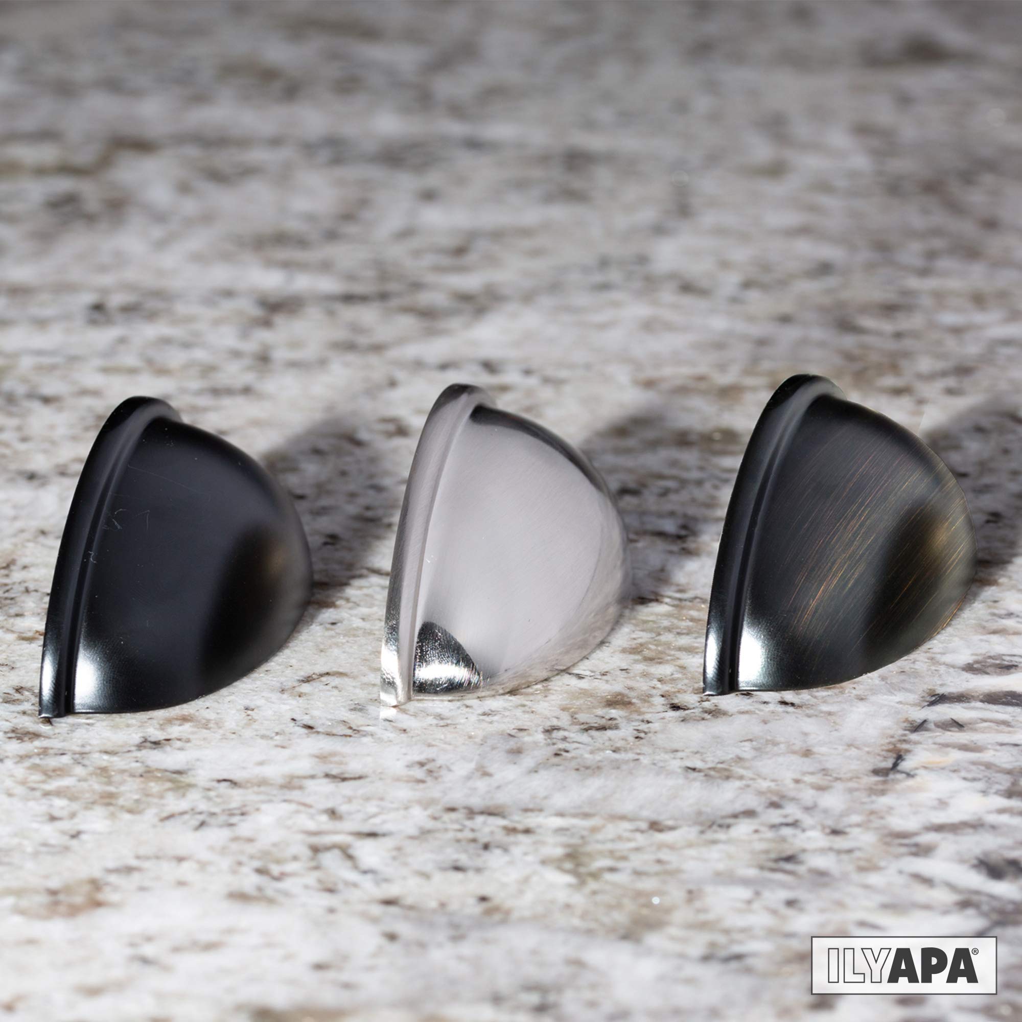 Ilyapa Matte Black Cup Drawer Pulls - 3 Inch Center to Center Bin Cup Handles (10 Pack) - Durable Kitchen Cabinet Hardware for Cabinets, Drawers & Cupboards | Perfect for Modern Home, Office & RV Renovation
