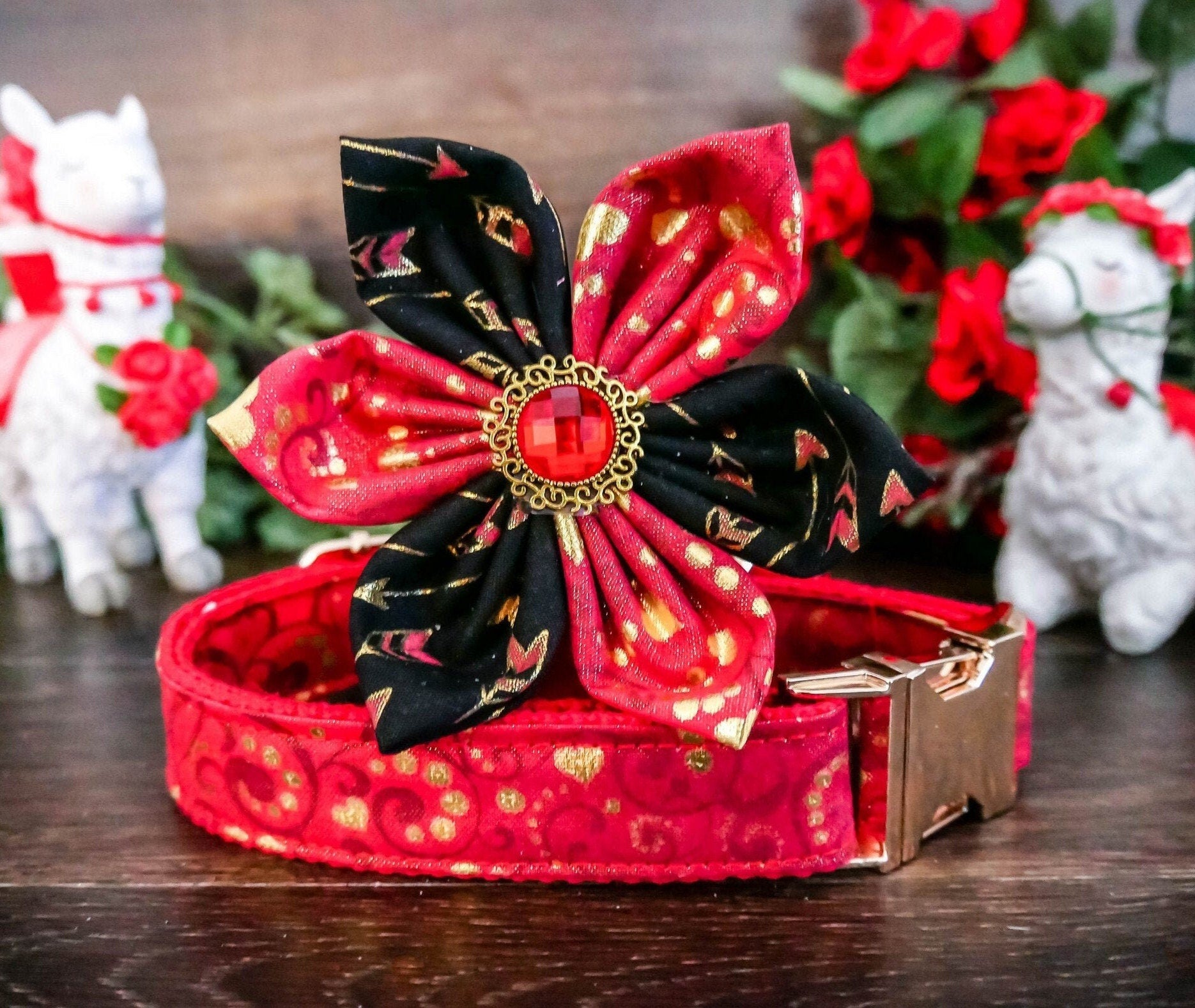 Valentine Dog Collar with Bow Tie - Red Glitter Heart Adjustable Pet Collar for Small & Medium Dogs - Perfect for Valentine's Day, Christmas & Special Occasions