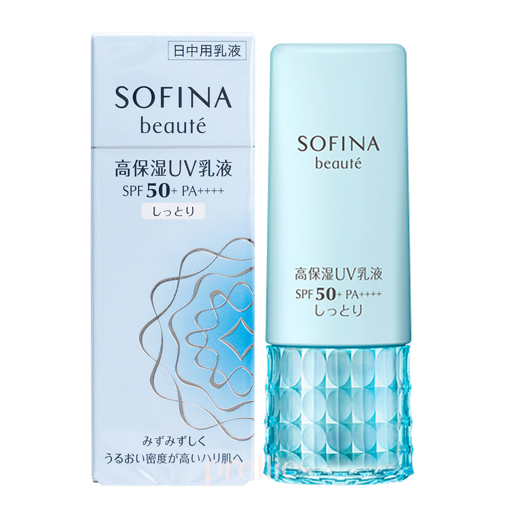 Sofina Beaute UV Cut Emulsion Moist SPF50+ PA++++ 30g - Daily Moisturizing Sunscreen for Face, Lightweight & Non-Greasy - Perfect for Outdoor Activities & Travel