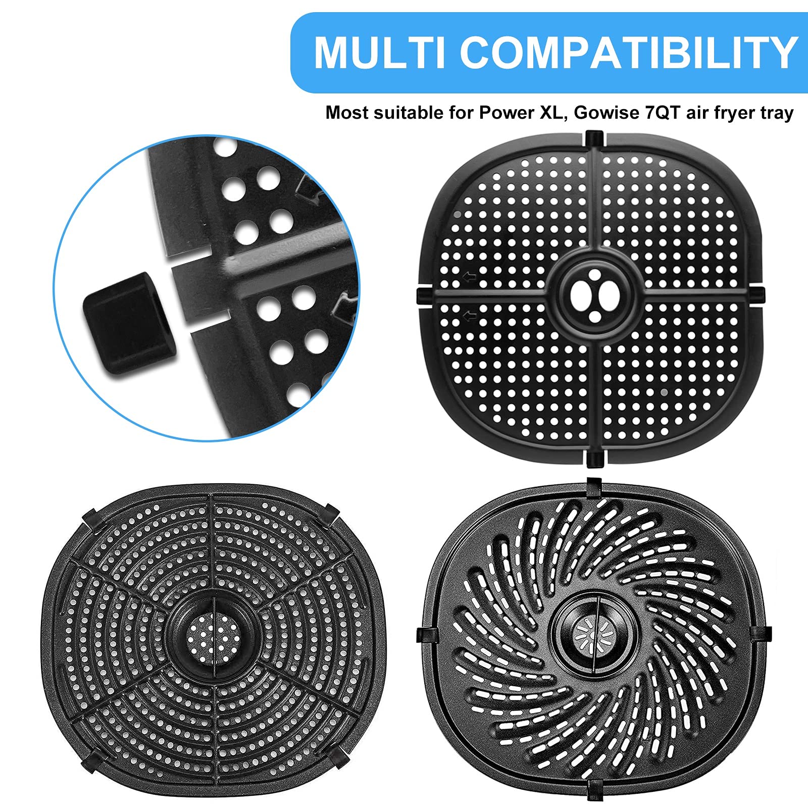 8PCS Upgraded Air Fryer Rubber Bumpers for 7QT PowerXL & Gowise Air Fryers - Non-Slip Silicone Feet Replacement Parts for Grill Pan & Tray - Perfect for Kitchen Safety & Stability While Cooking