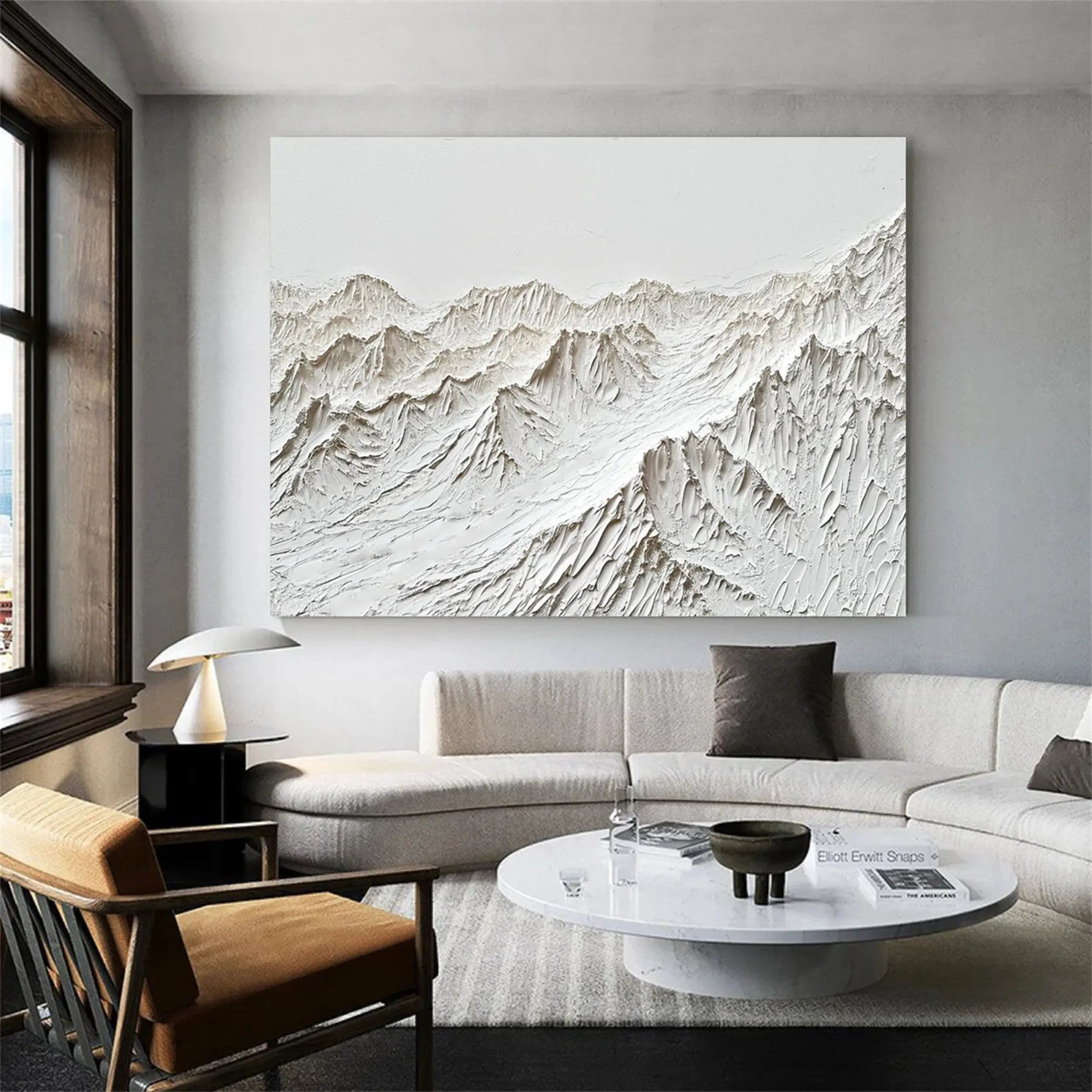 White Minimalist Textured Painting Canvas #MM248 - Abstract Wall Art for Modern Home & Office Decor