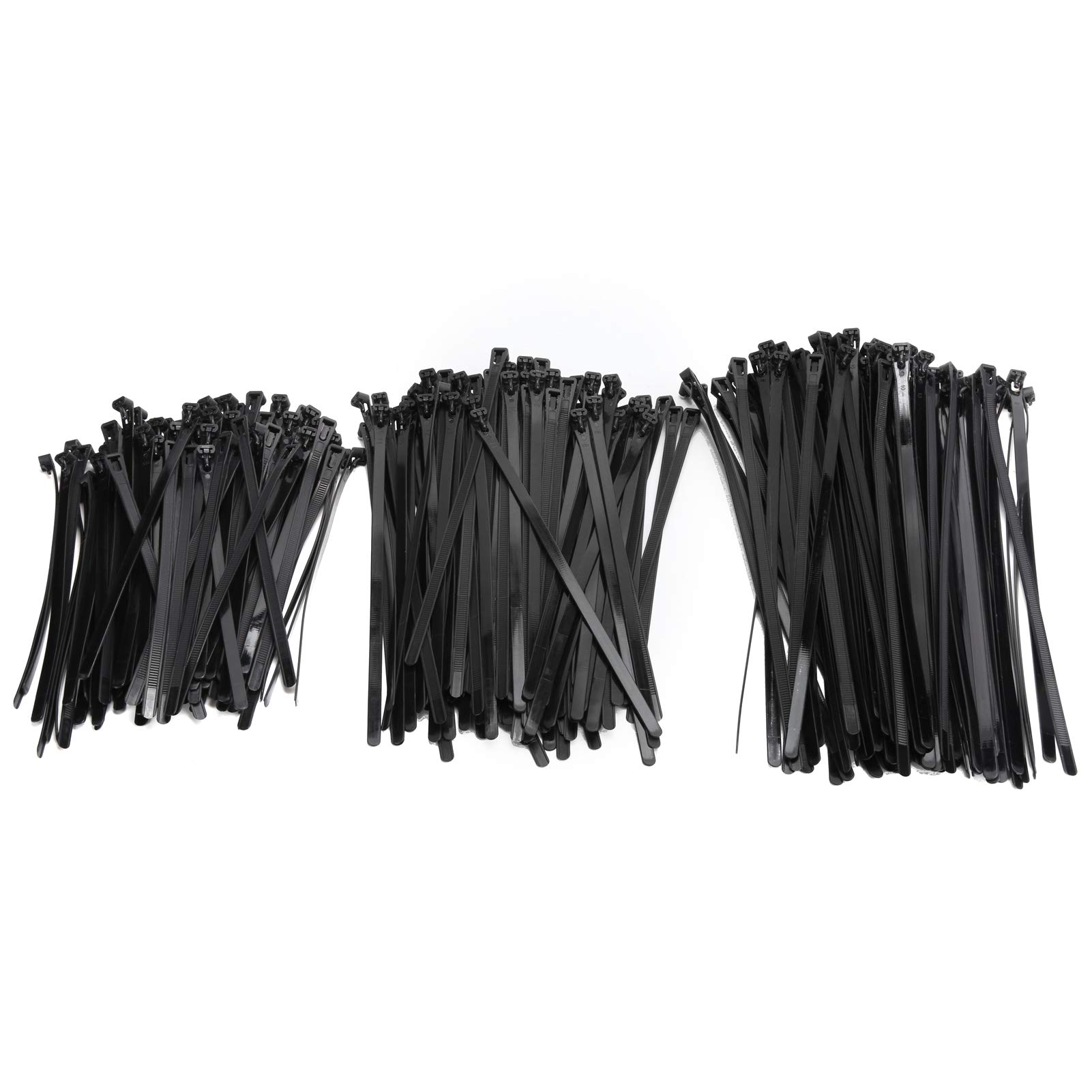 300PCS Black Self-Locking Cable Ties - Multi Size Nylon Zip Ties for Home, Office & Garden Organization - Heavy Duty Fasteners for Wire Management, DIY Projects & Outdoor Use