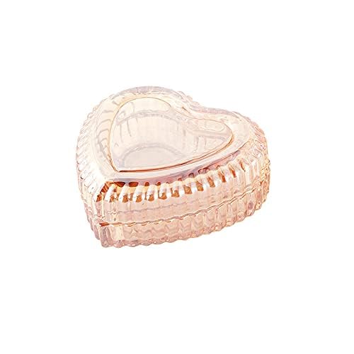 Heart-Shaped Crystal Glass Jewelry Box with Lid - Elegant Embossed Storage for Jewelry, Candy & Keepsakes - Perfect for Gifts, Wedding Favors & Home Decor