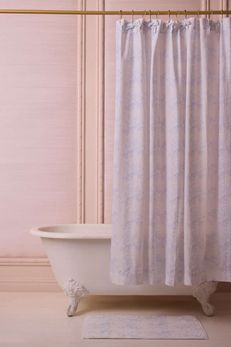 Linen Bow Shower Curtain - Blue Cloud Design | Waterproof Bathroom Decor for Modern & Farmhouse Style Homes | Perfect for Bathrooms, Guest Rooms & Coastal Themed Spaces