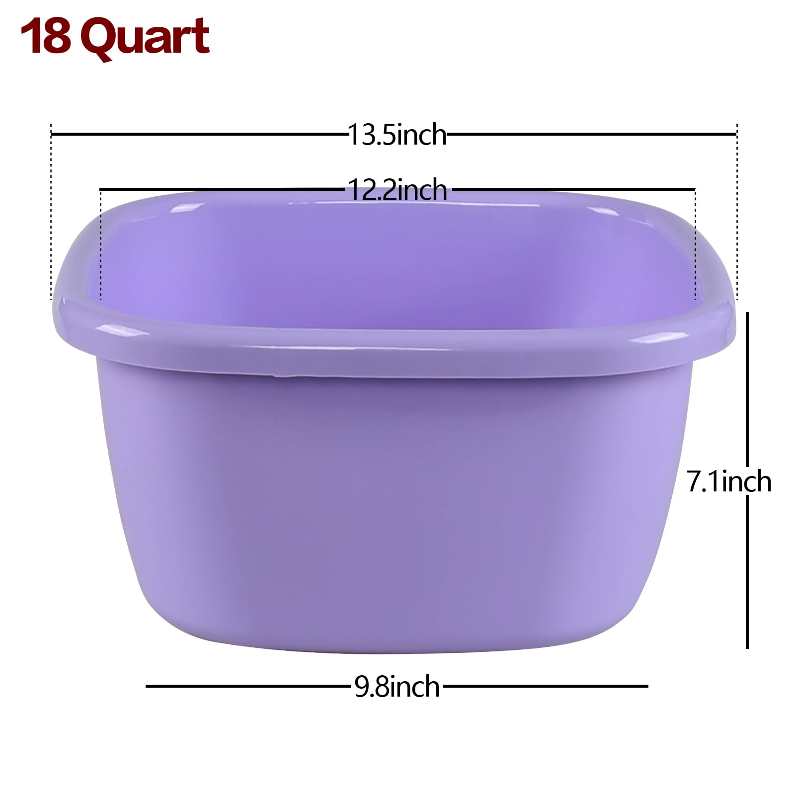 Ramddy 18 Quart Purple Plastic Washing Basin - Large Laundry Tub for Clothes, Hand Washing, Camping & Outdoor Use