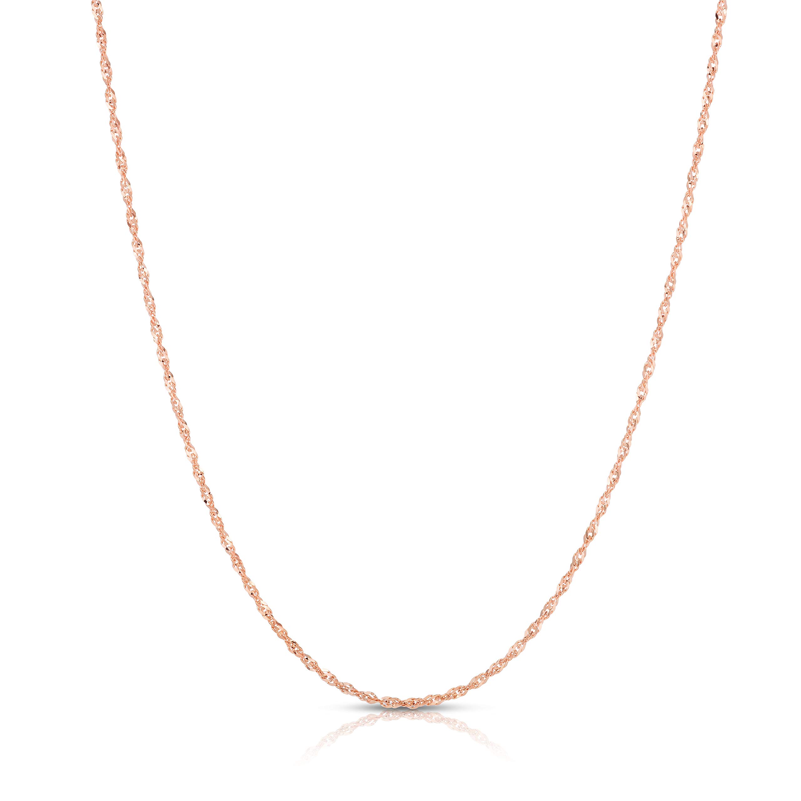 14K Gold 1mm Singapore Chain Necklace for Women - Dainty Fine Jewelry, Delicate Layering Necklace, Perfect for Everyday Wear & Gift Giving