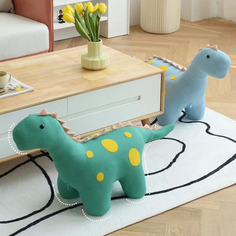Whimsical Wooden Dinosaur Stool - Kids Playroom & Nursery Decor, Outdoor Porch Seating, Fun & Comfortable Children's Furniture for Home & Garden