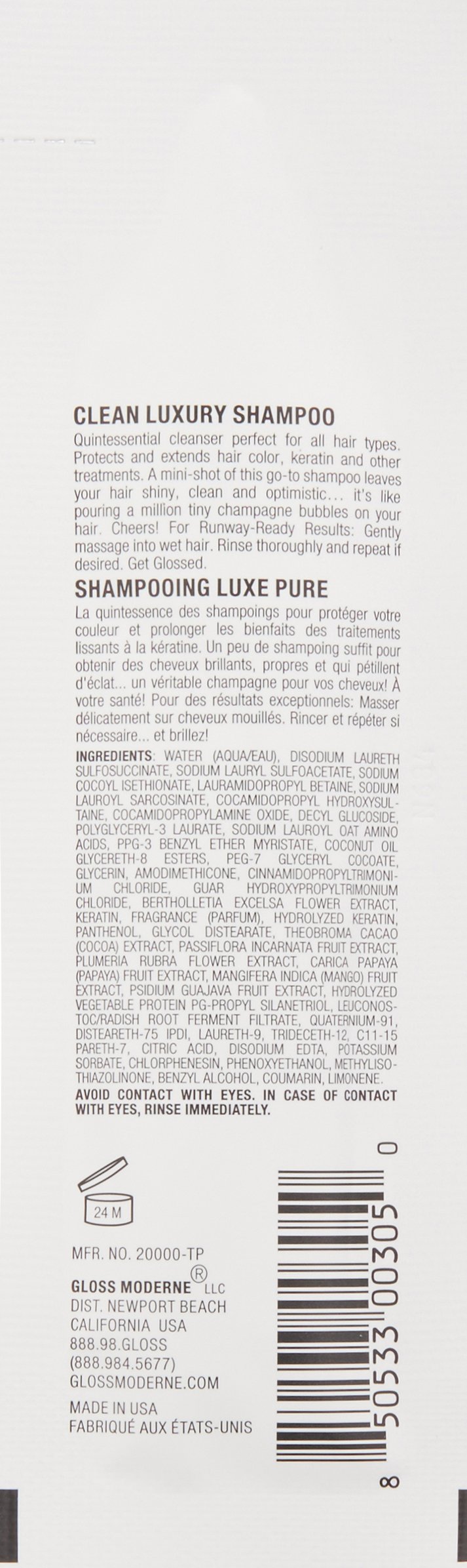 GLOSS MODERNE Luxury Travel Shampoo 5-Pack - Repairing Hair Treatment for Damaged & Dry Hair - Mediterranean Almond & Coconut Scent with Cognac Notes - Soft, Shiny Hair Care - Perfect for Vacations, Hotels & On-the-Go Haircare