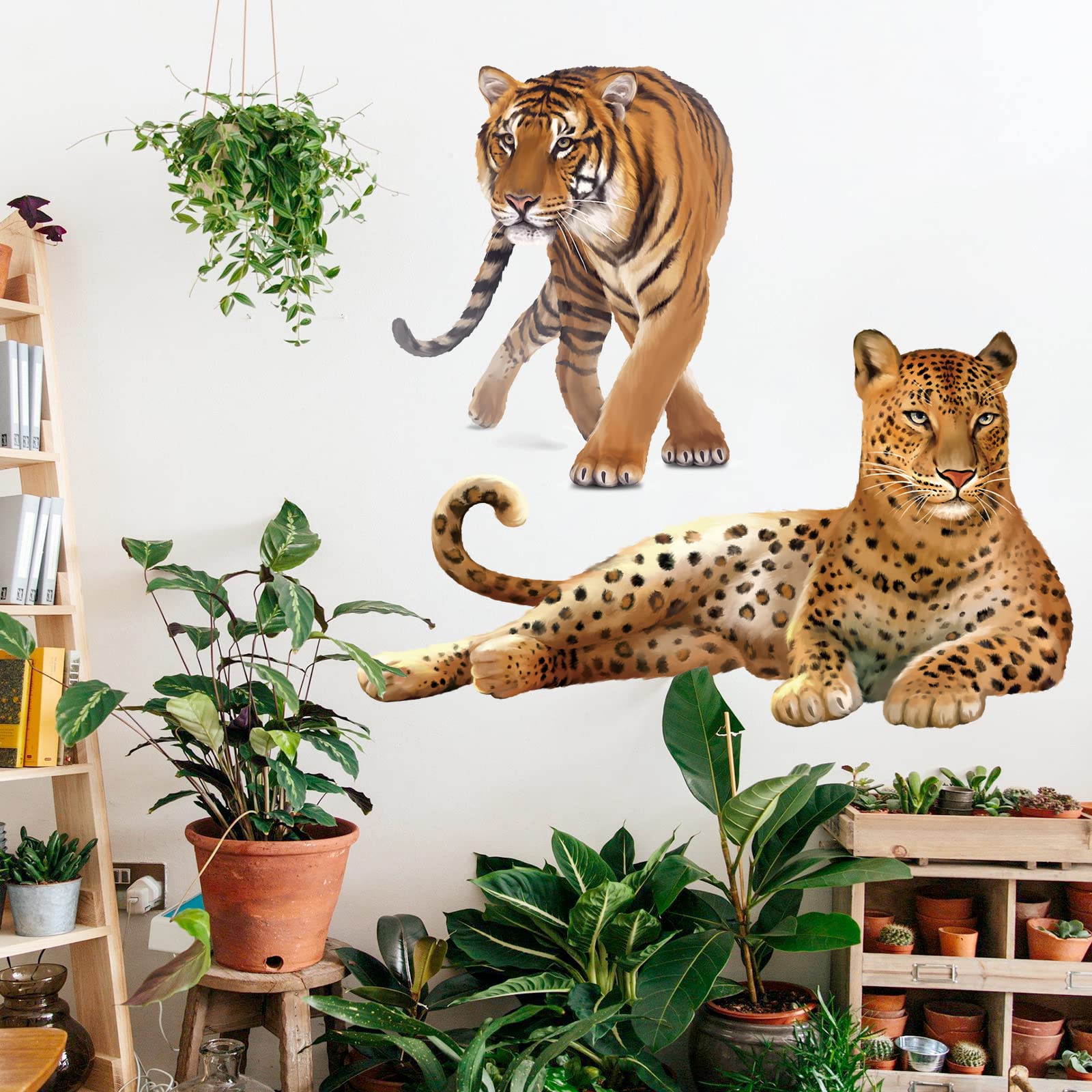 Wondever Walking Tiger Wall Stickers - Jungle Animals Peel and Stick Wall Decals for Kids Room, Nursery, Playroom & Bedroom Decor - Perfect for Jungle Theme Parties & Wildlife Lovers