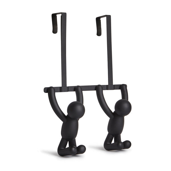 Buddy Over Door Hook - Durable Hanging Organizer in Black or White - Perfect for Bathroom, Bedroom, or Closet Storage