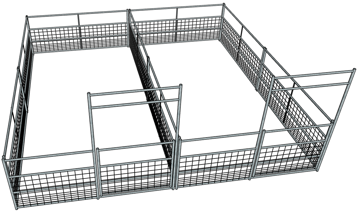 2 Side by Side Galvanized 10ft x 20ft 4-Rail Horse Stall Panels with Heavy Duty Mesh - Durable Stable Fencing for Barns, Arenas & Pastures
