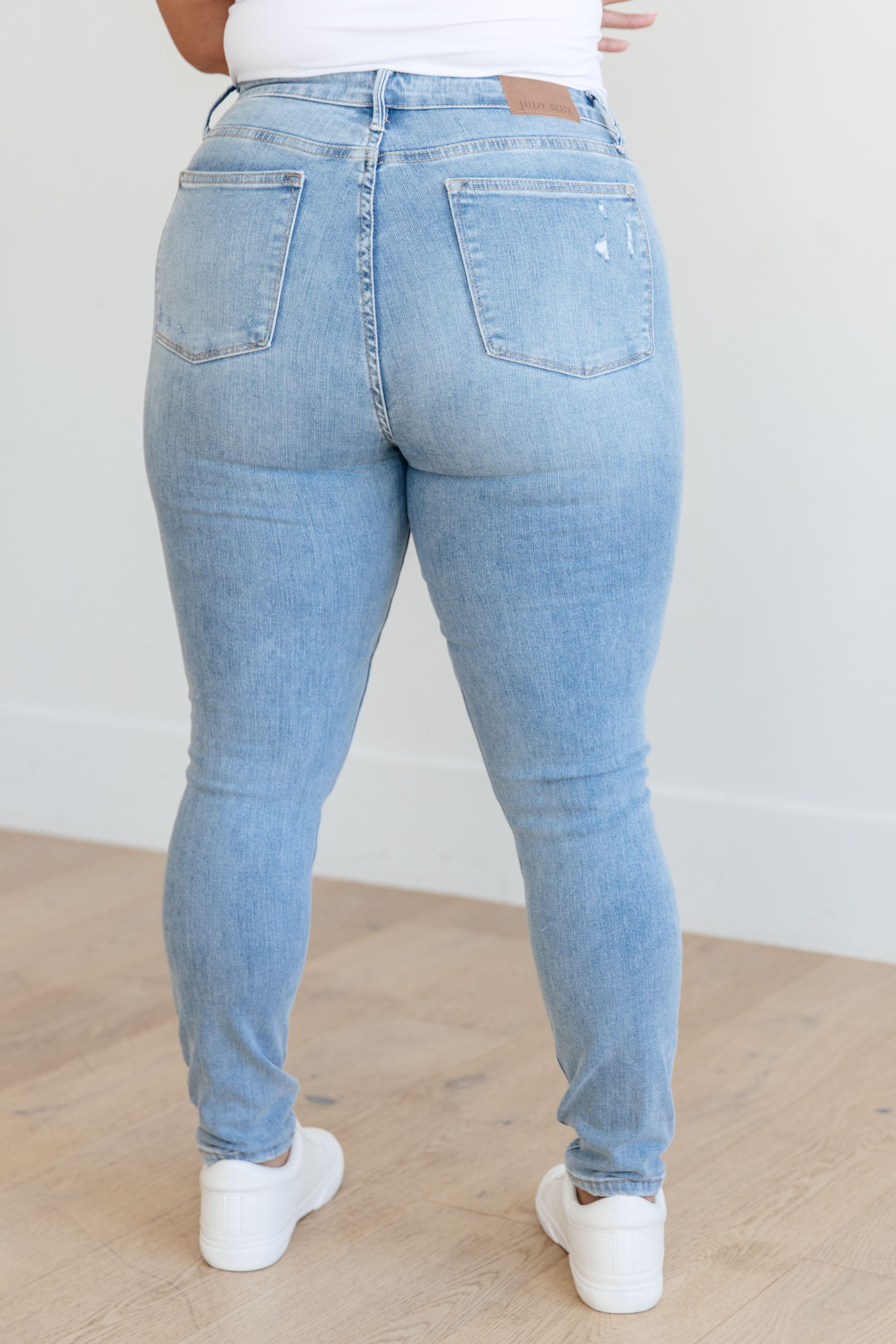 Eloise Mid Rise Control Top Distressed Skinny Jeans for Women - Slimming Tummy Control Denim Pants - Comfortable Stretch Skinny Fit Jeans for Casual Wear, Date Night & Office Outfits