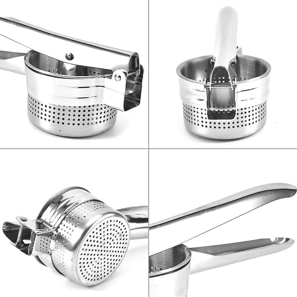 Premium Stainless Steel Potato Ricer & Masher - Heavy Duty Food Press for Vegetables, Fruits & Purees - Multi-Functional Kitchen Utensil (Gift Pack) - Perfect for Making Baby Food, Mashed Potatoes & Juicing