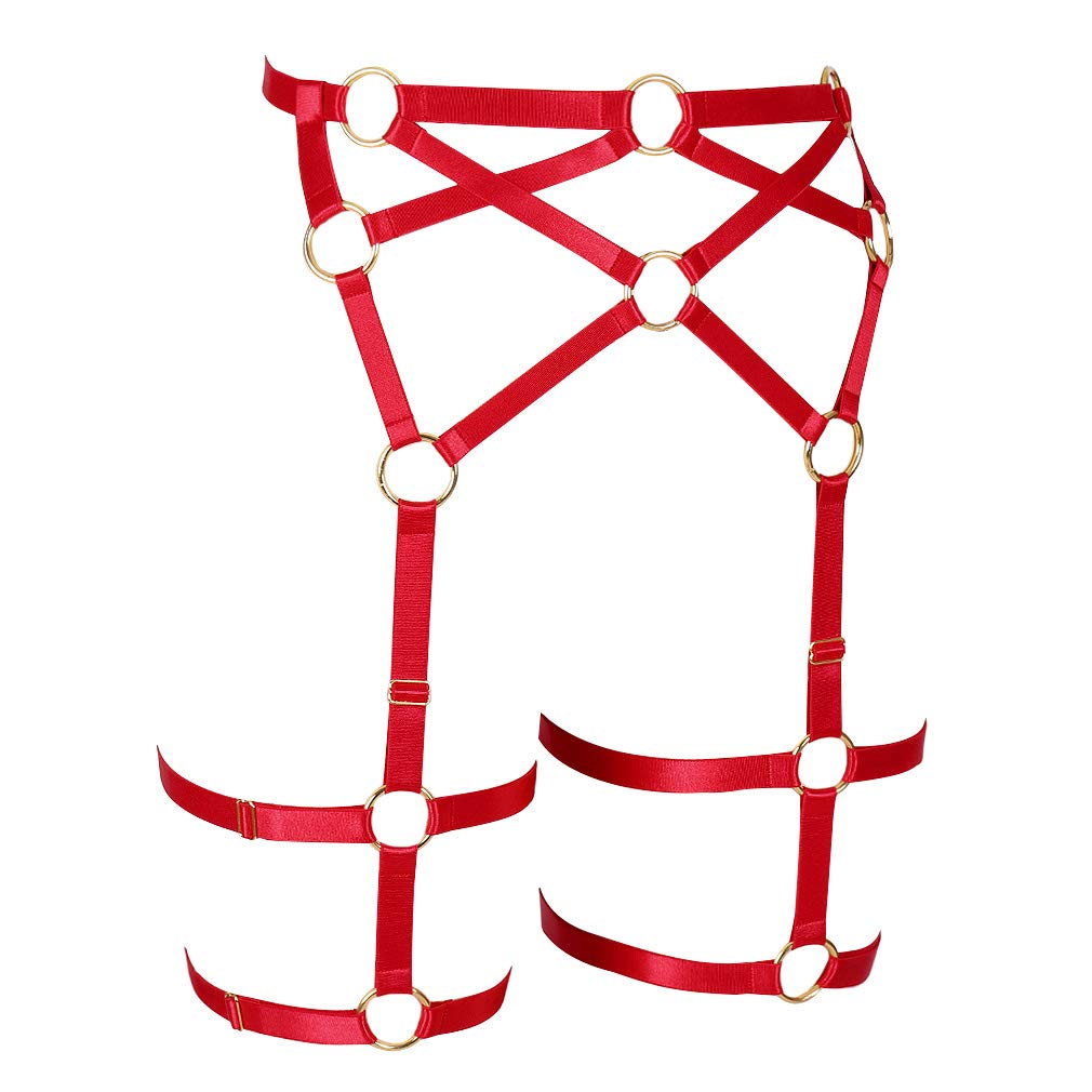 Sexy Punk Harness Garter Belt for Women - Adjustable Waist & Thigh Straps - Gothic Lingerie Stockings for Burlesque, Cosplay & Night Out