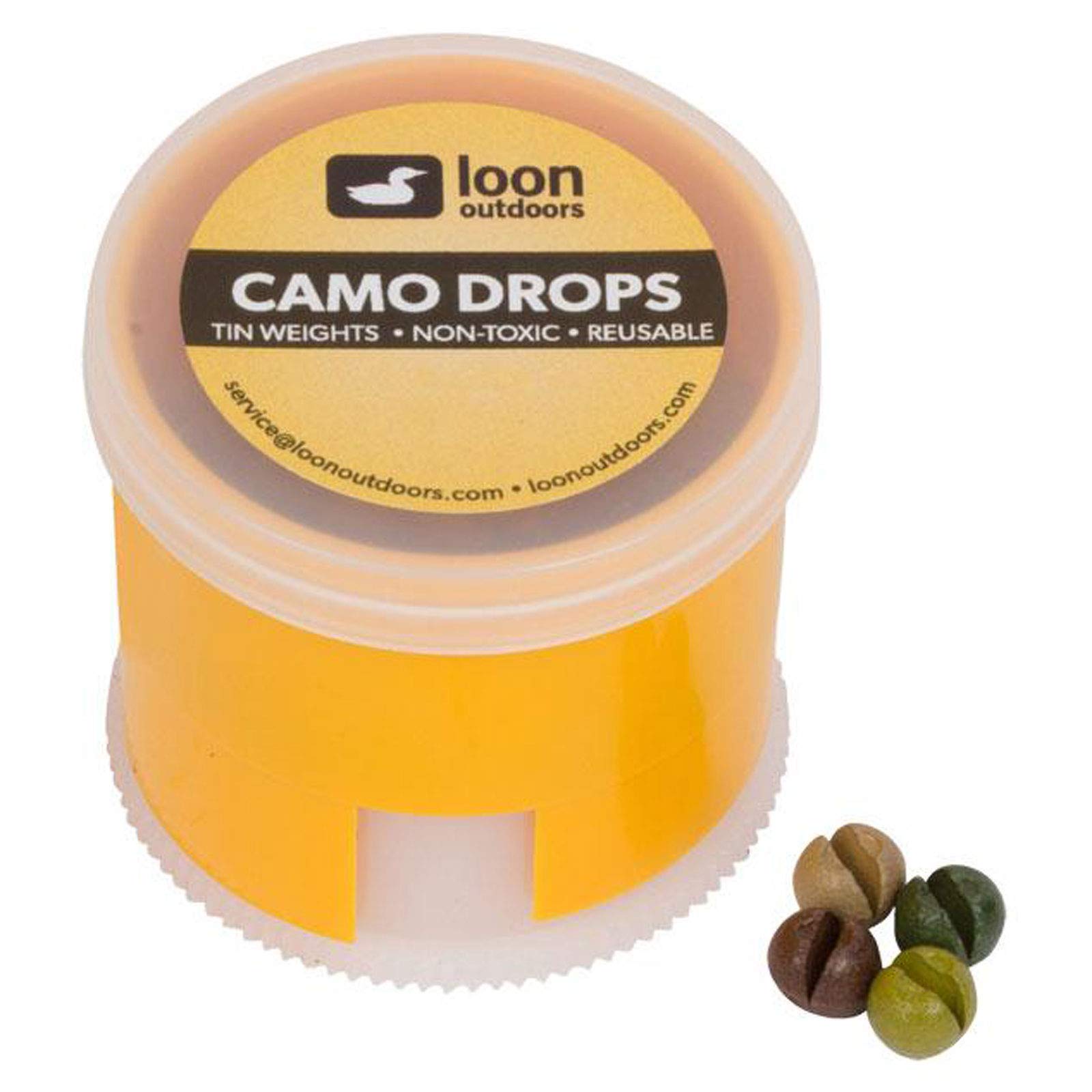 Loon Outdoors Camo Drops Split Shot Fishing Weights - Twist Pot for Bass, Trout & Walleye Fishing | Perfect for Freshwater & Saltwater Angling