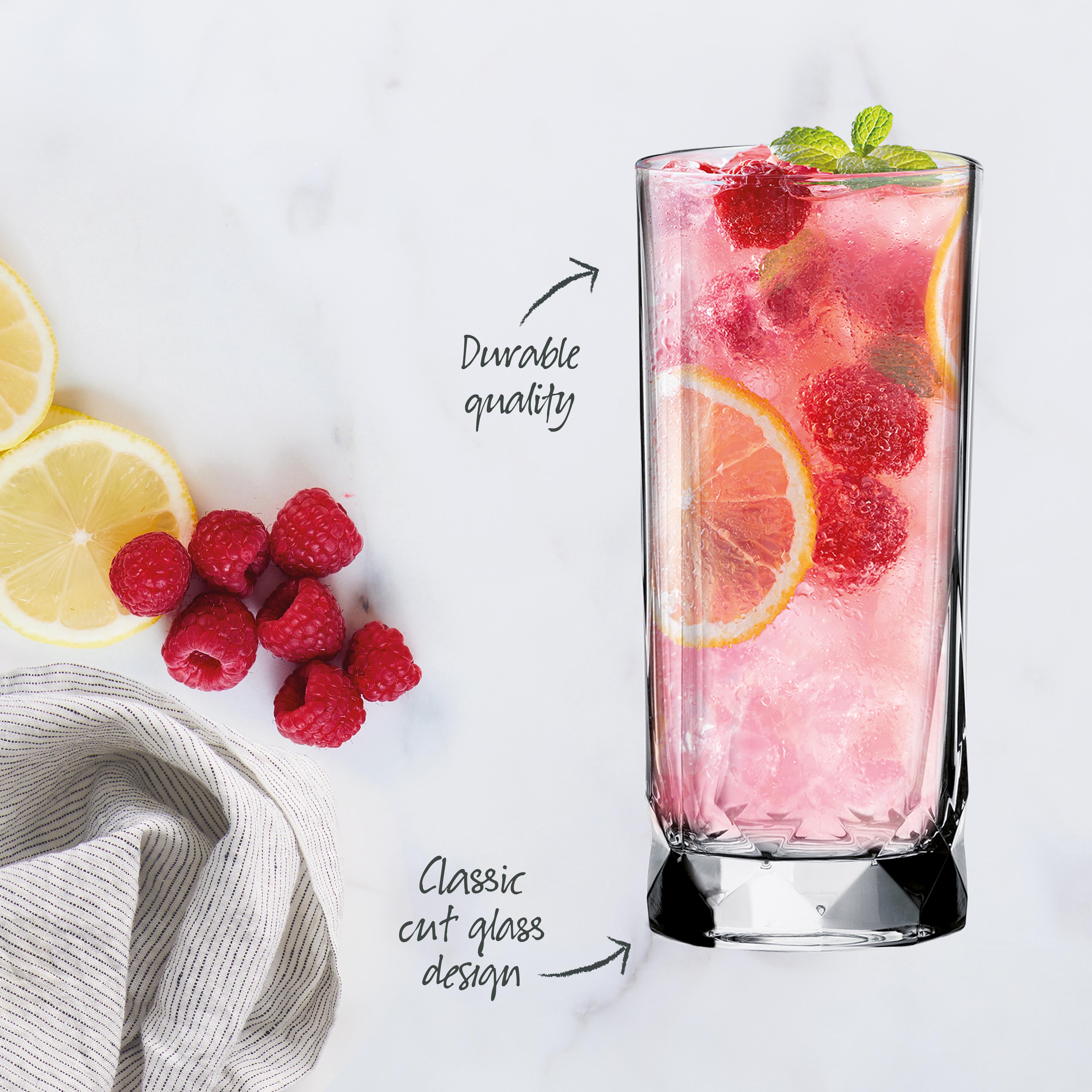 Premium 430ml Highball Glass Set of 4 - Elegant Drinking Glasses for Cocktails, Whiskey & Iced Beverages - Perfect for Home Bars, Parties & Gifts